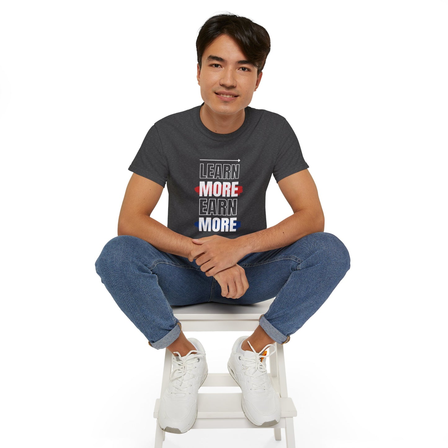 Learn More Earn More Unisex Cotton Tee | Motivational T-Shirt for Growth | Perfect Gift for Students, Entrepreneurs, Graduates, Casual Wear
