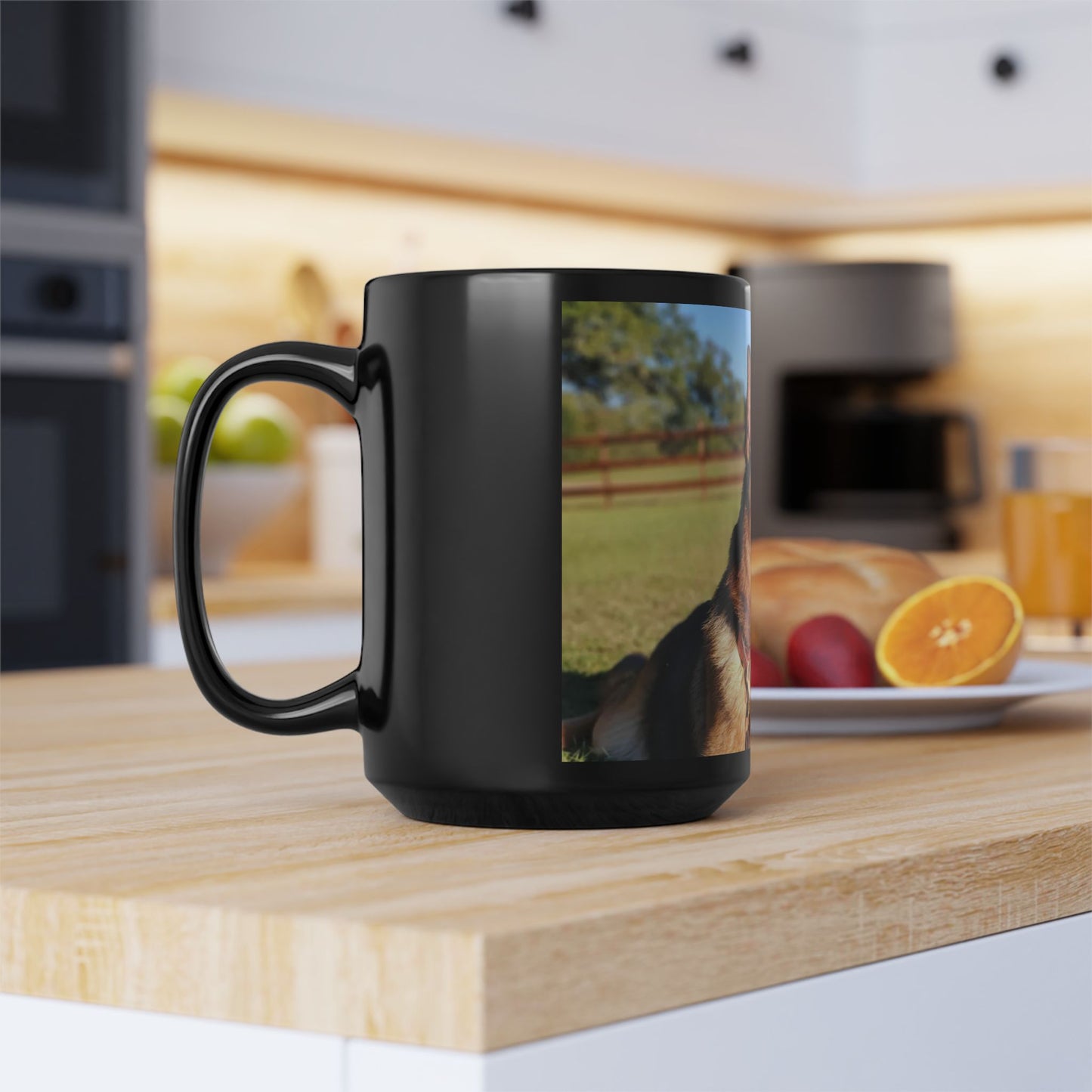 Black Dog Lover Black Ceramic Mug 15oz With a Showline German Shepherd