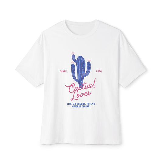 Cactus Lover Boxy Tee - Ideal for Plant Enthusiasts, Casual Wear, Gift for Friends, Summer Fashion, Nature Lovers