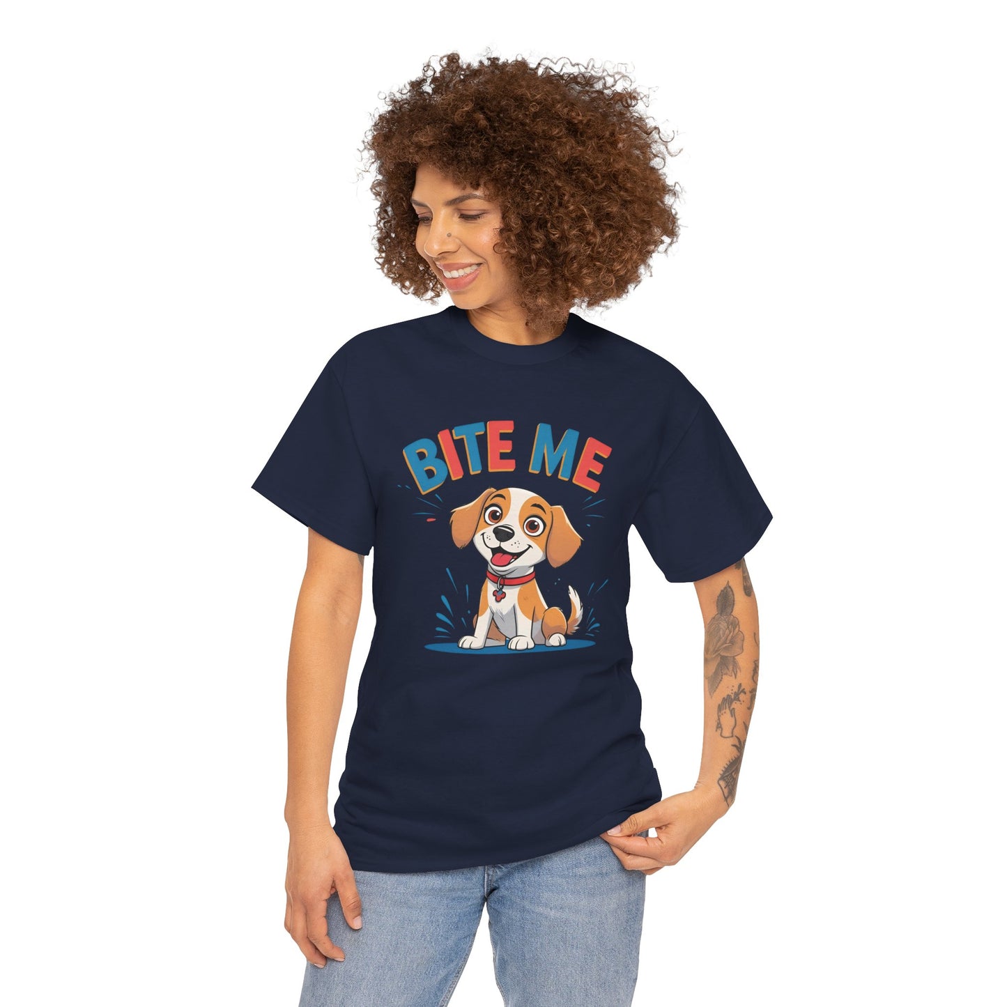 Playful Dog Lover Tee, Bite Me Unisex Cotton T-Shirt for Dog Trainers, Funny Gift for Dog Lovers, Cute Dog Apparel