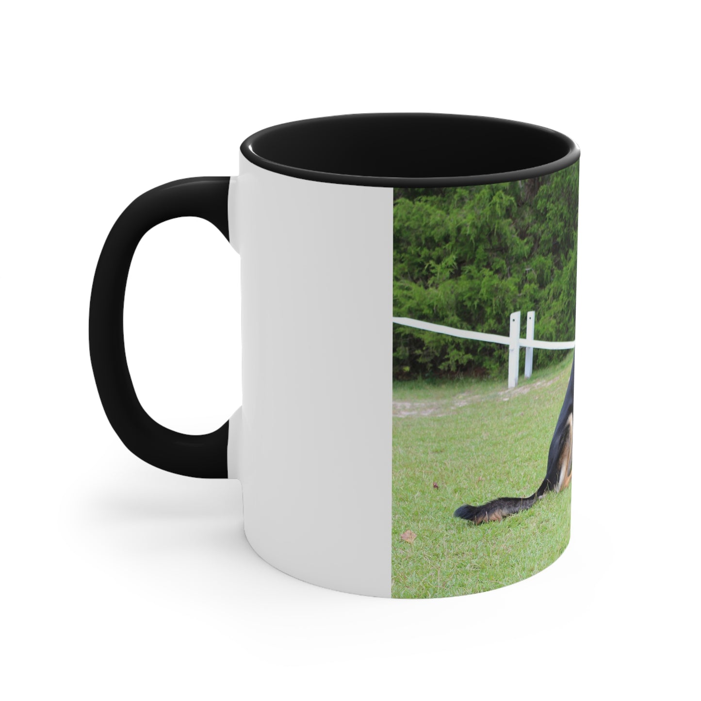 Accent Dog Lover Ceramic Mug With a Huge Working Line German Shepherd Sloppily Sitting Leaving Tongue Out