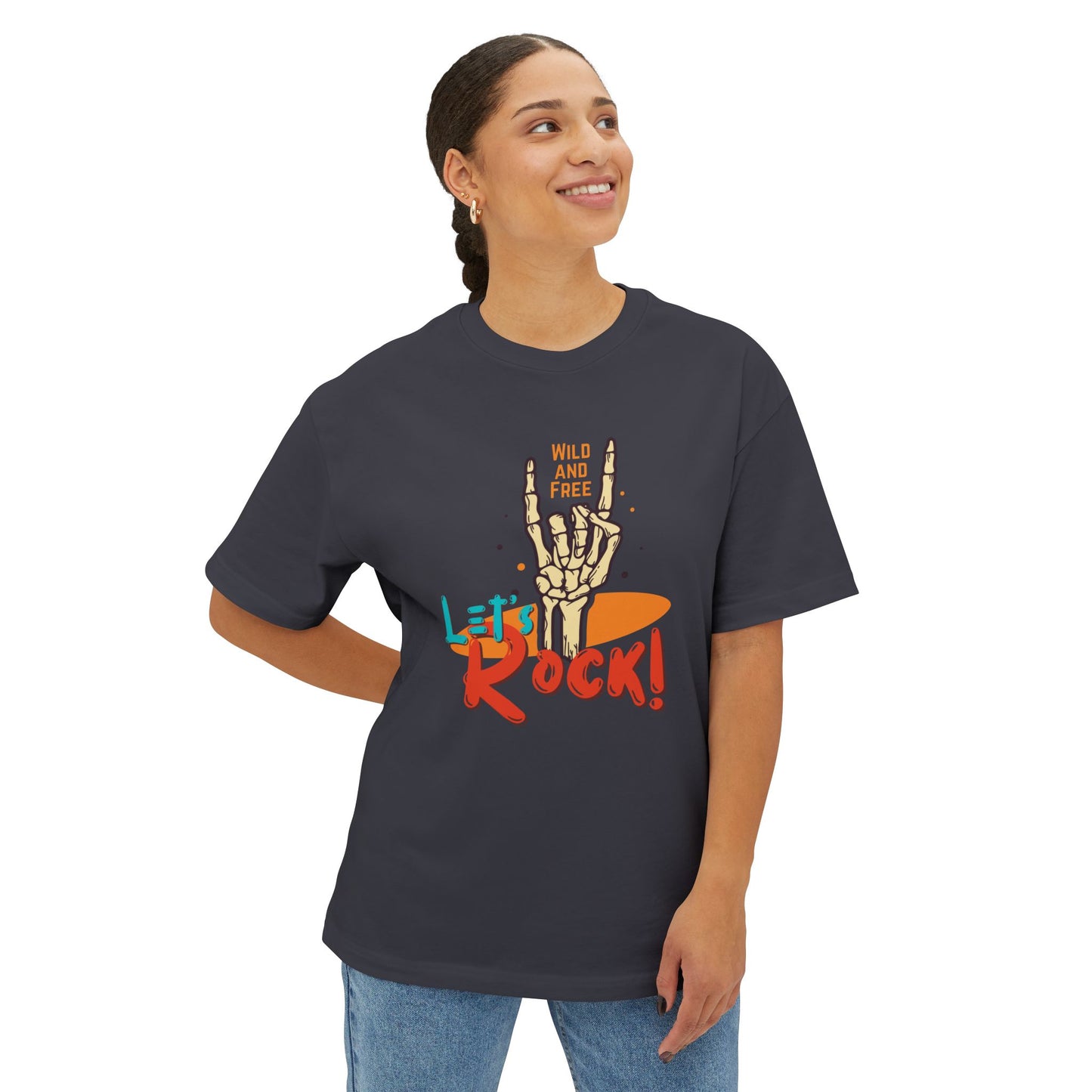 Let's Rock Unisex Oversized Tee - Wild & Free Graphic Shirt, Casual Tee, Music Lover Gift, Festival Wear, Summer Style