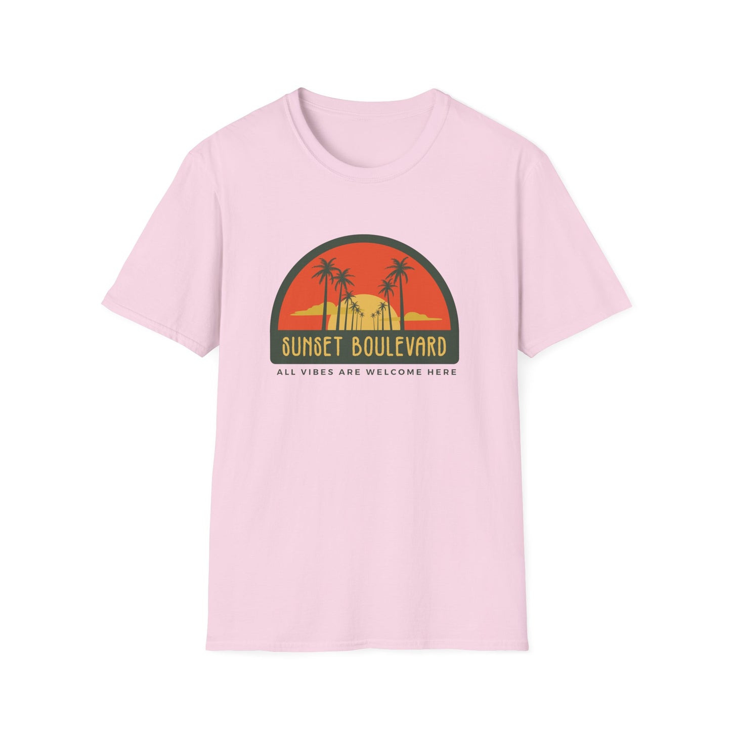 Sunset Boulevard Unisex Softstyle T-Shirt, Retro Beach Tee, Vacation Shirt, Summer Apparel, Travel Gift