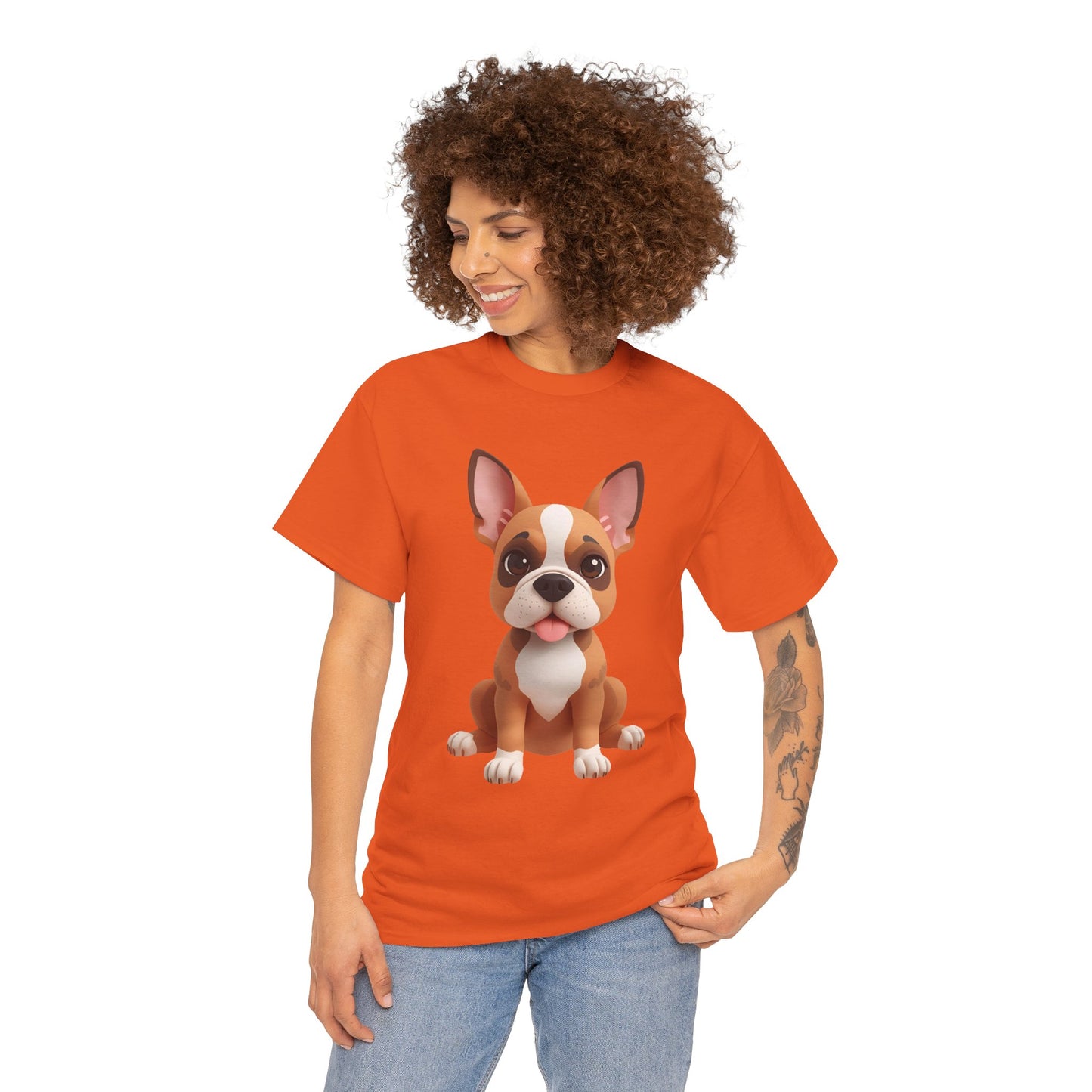 Cute 3D French Bulldog T-Shirt Unisex Heavy Cotton Tee, Dog Lover Gift