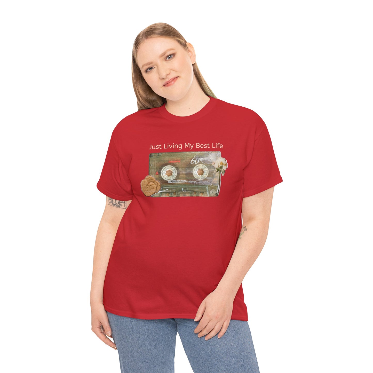 Just Living My Best Life Tee, Vintage Cassette T-Shirt, Casual Wear, Gift for Friends, Music Lover's Apparel