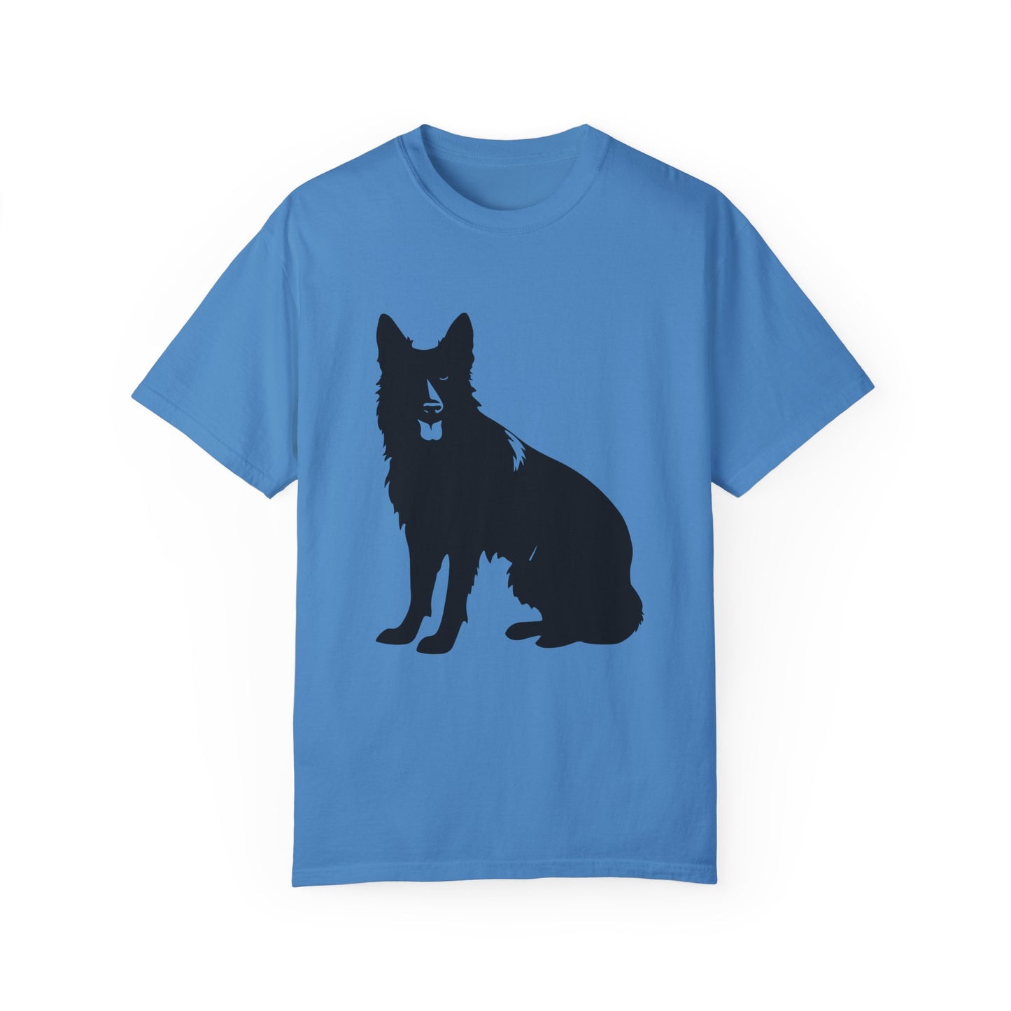 Unisex T-shirt With Graphic of Black German Shepherd Sloppy Sitting