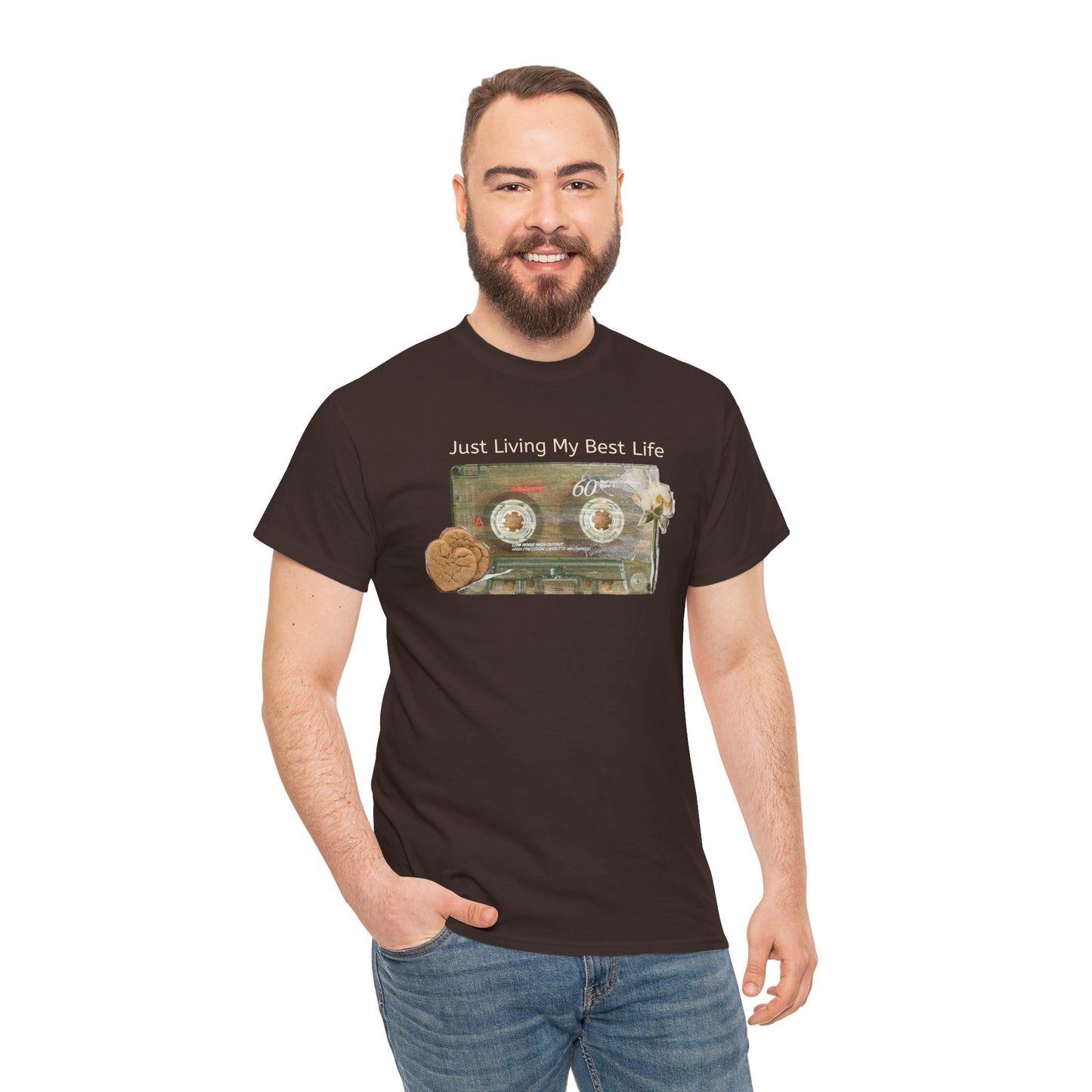Just Living My Best Life Tee, Vintage Cassette T-Shirt, Casual Wear, Gift for Friends, Music Lover's Apparel