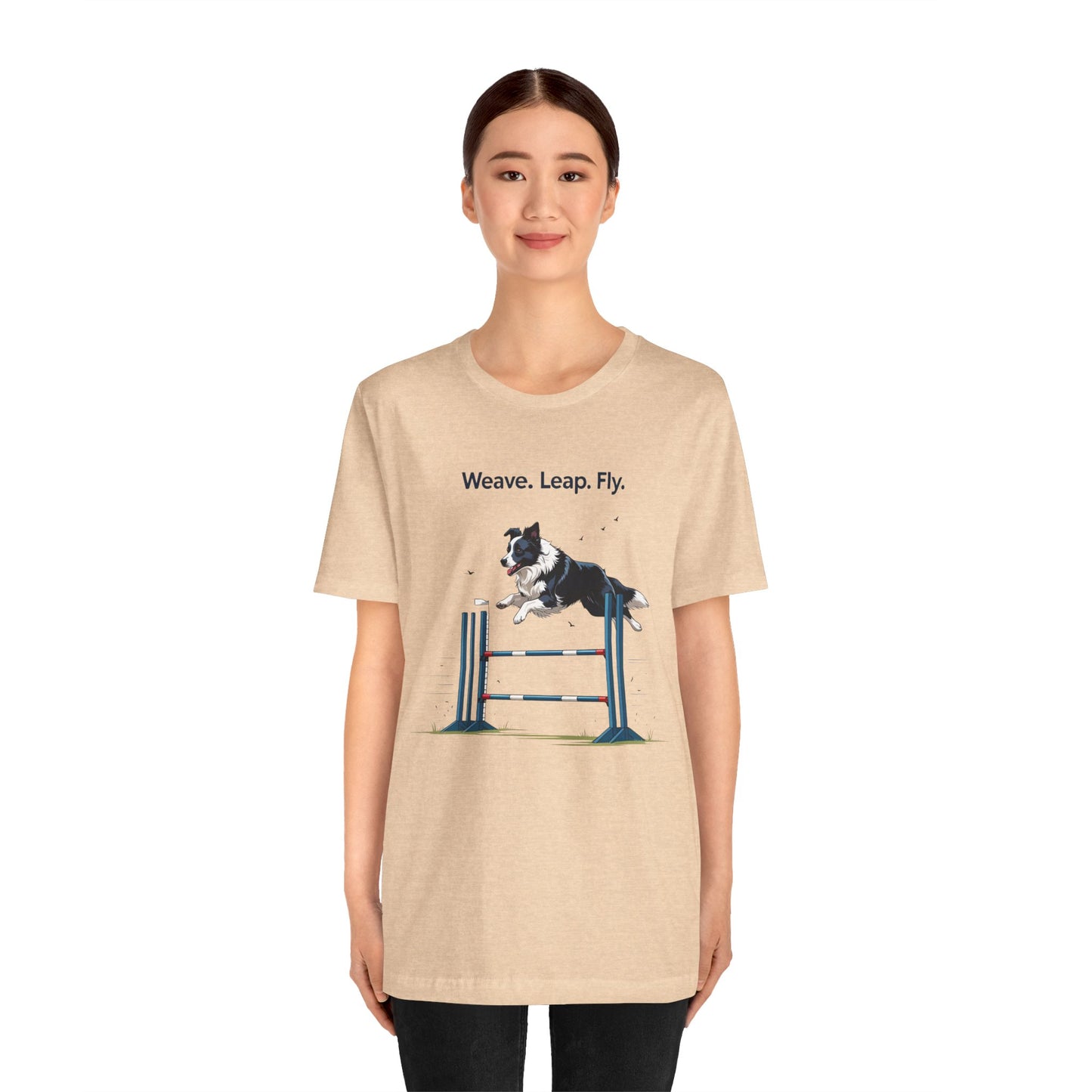 Dog Agility Spirit T-Shirt, Weave Leap Fly Tee, Gifts for Dog Lovers, Pet Enthusiasts, Animal Lovers T-Shirt, Casual Wear, Dog Show Gear