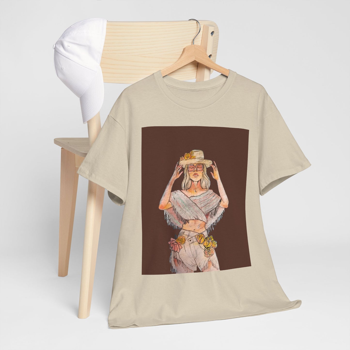 Bohemian Vibes Unisex Heavy Cotton Vintage Tee, Casual Wear, Summer Style Shirt, Gift for Her, Festival Outfit, Art-Inspired Apparel