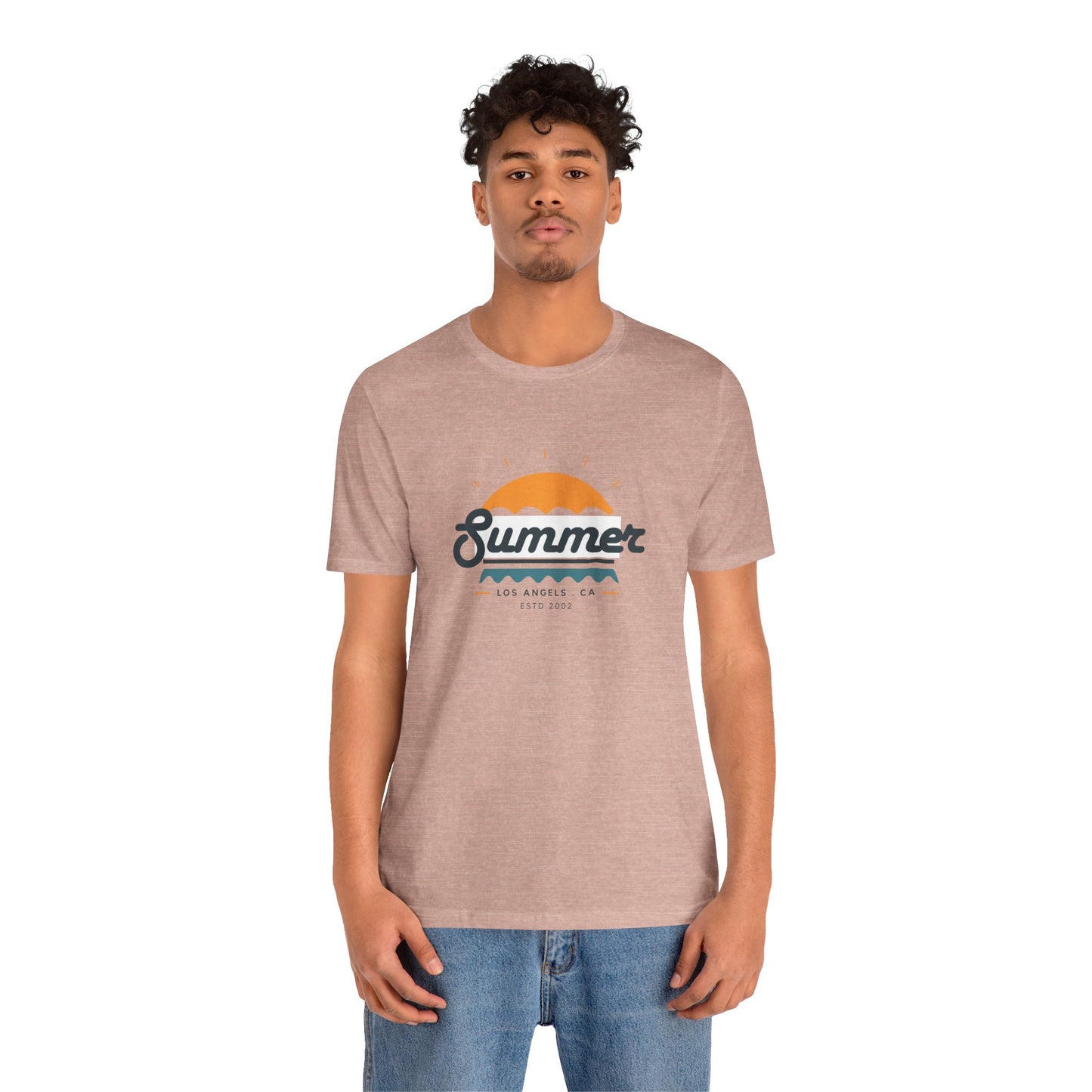 Summer Vibes Unisex Jersey Short Sleeve Tee, Beach Shirt, Casual Summer Wear, Gift for Friends, Coastal Adventure Top, LA Style Tee