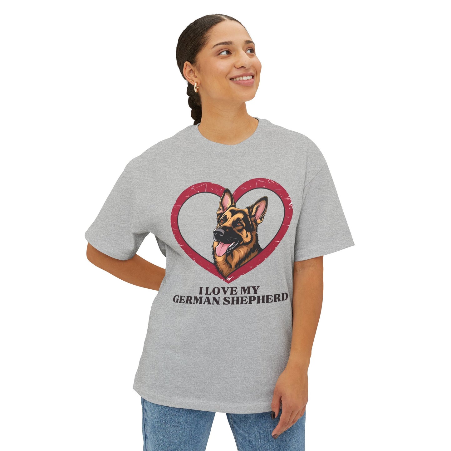 I Love My German Shepherd Unisex Oversized Boxy Tee, Dog Lover Shirt, Pet Owner Gift, Casual Wear, Animal Lover Gift, Birthday Gift