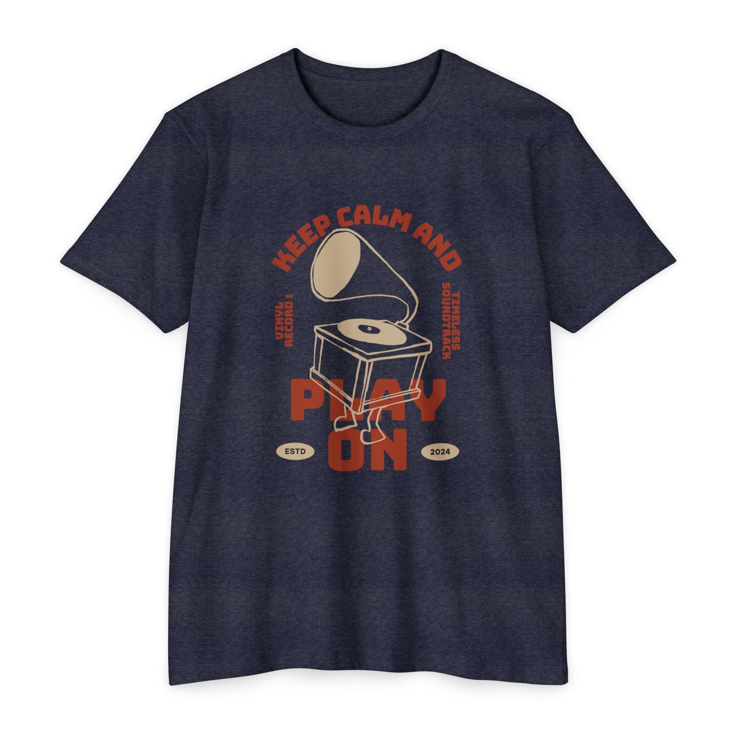 Retro Music Vibe T-Shirt, Unisex Tee, Gift for Music Lovers, Keep Calm and Play On Shirt, Casual Summer Wear, Music Themed Apparel