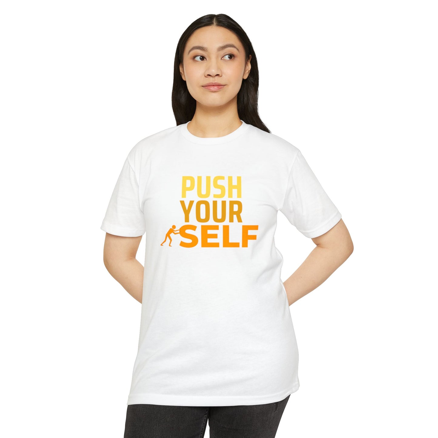 Motivational Fitness T-Shirt – "Push Your Self" - Cool Graphic Tee, Workout Shirt, Gift for Gym Lovers, Unisex Activewear, Casual Wear