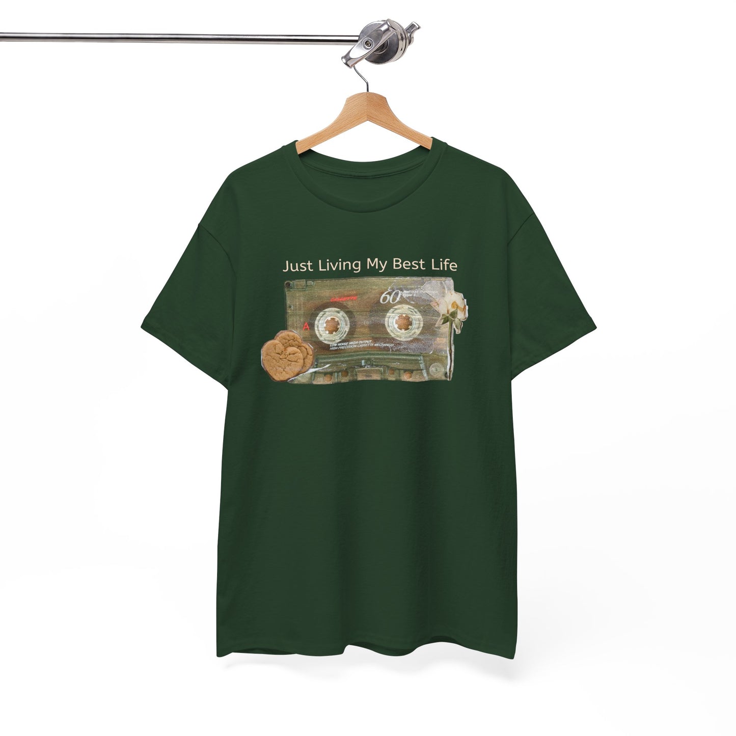 Just Living My Best Life Tee, Vintage Cassette T-Shirt, Casual Wear, Gift for Friends, Music Lover's Apparel