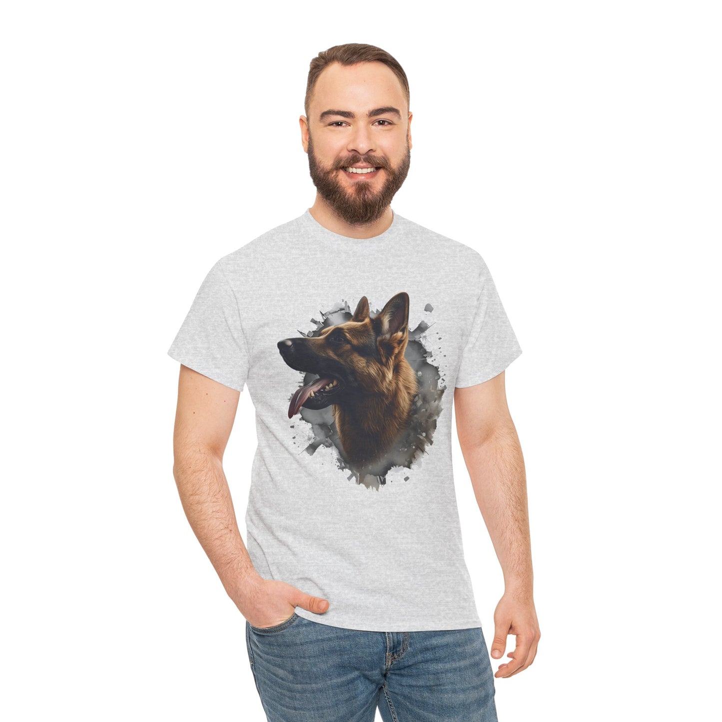 German Shepherd Lover Tee With 3D Design, Unisex Cotton Shirt, Dog T-Shirt, Pet Lovers Gift, Animal Enthusiast Apparel