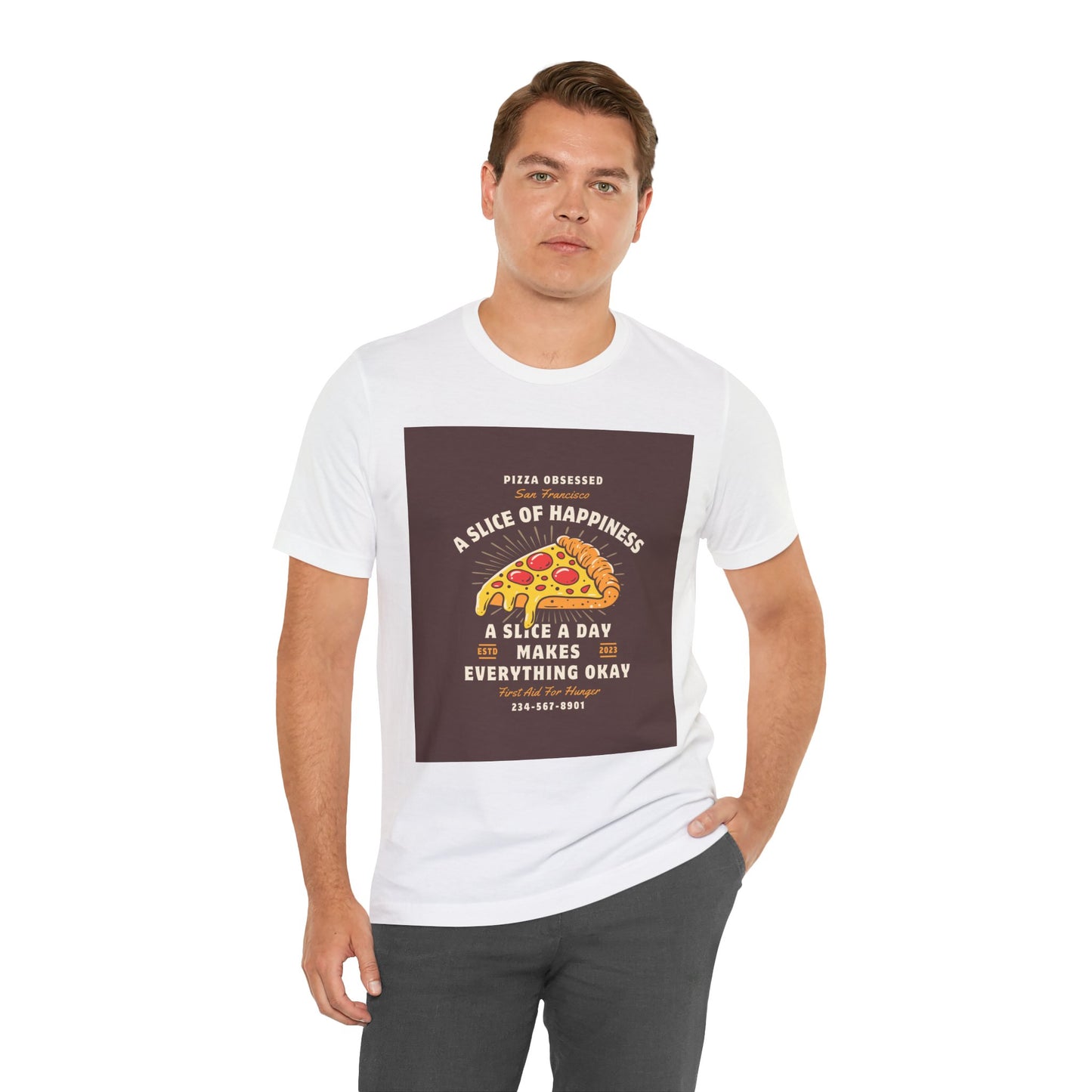 Pizza Lover's Happiness Tee, Fun Unisex T-Shirt, Casual Wear, Gift for Foodies, Pizza Party Attire, Comfortable Daily Shirt