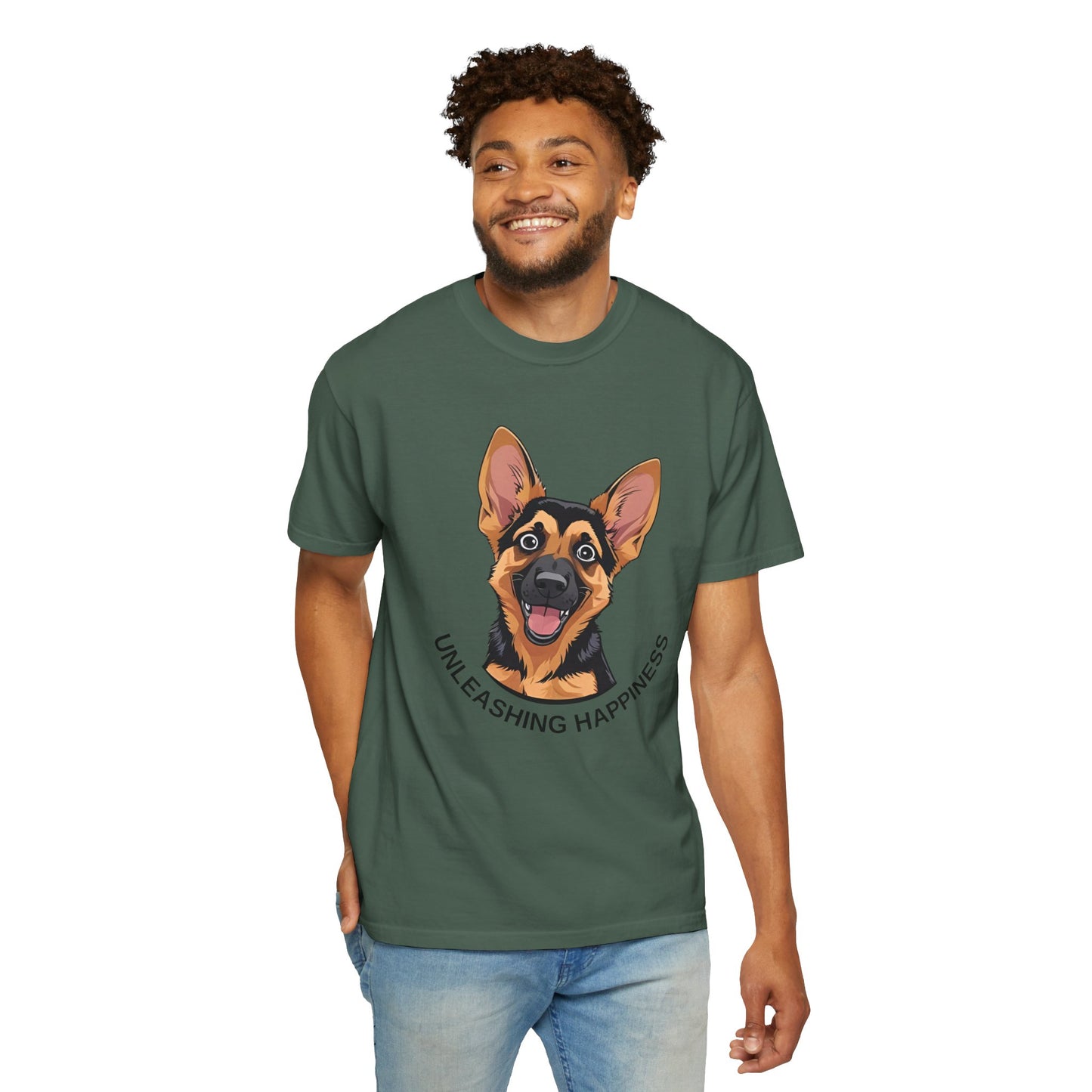 Happy Dog Graphic Tee, Unisex German Shepherd Puppy T-Shirt - Unleashing Happiness, Pet Lover Gift, Animal Lovers Apparel, Unique Dog Lover Shirt