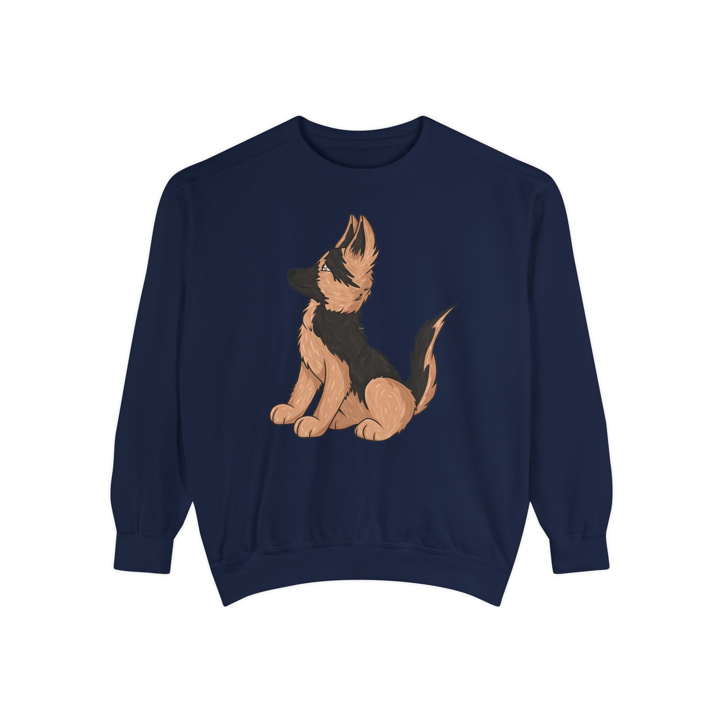 Unisex Dog Lover Sweatshirt With a Graphic of Cute German Shepherd Puppy Looking Upward