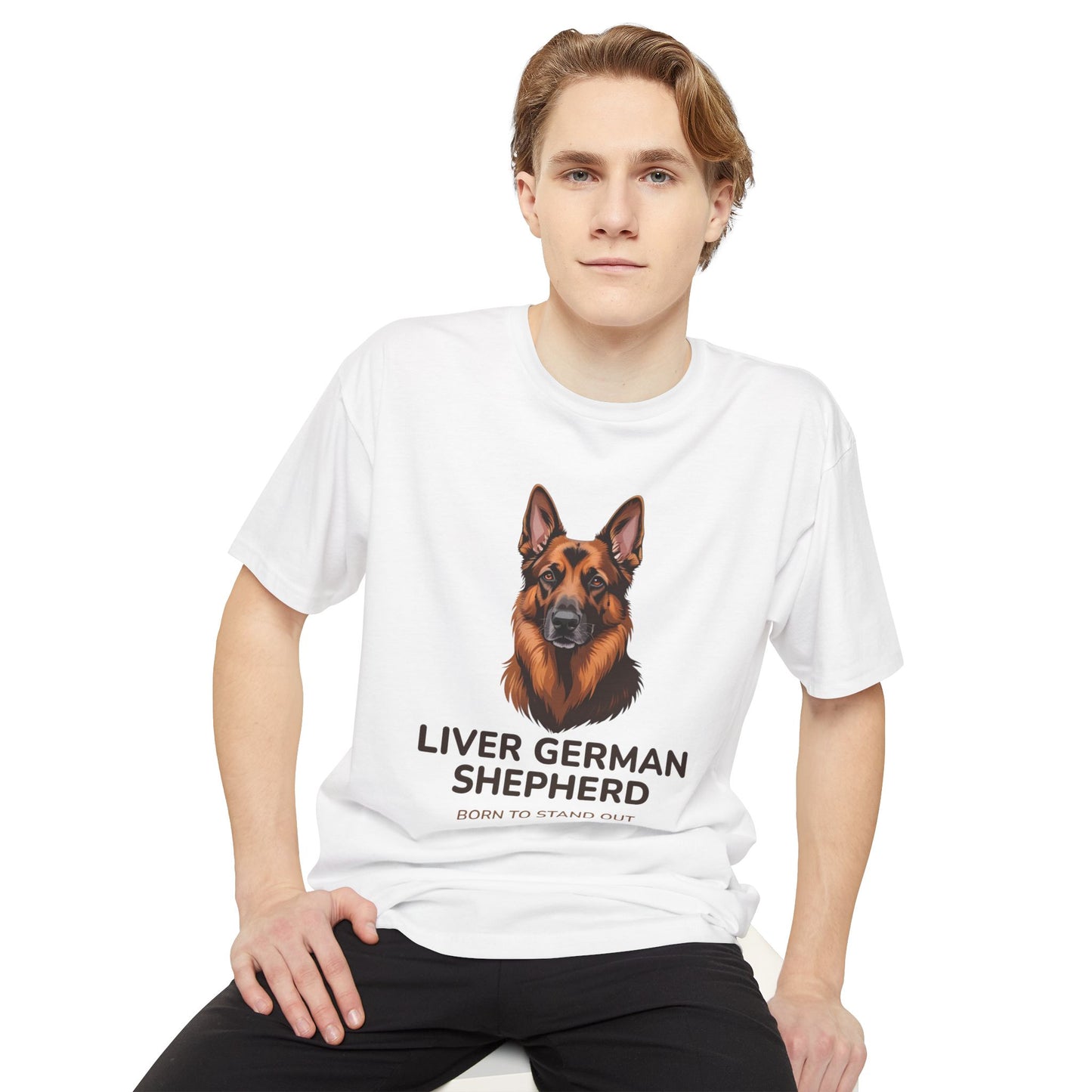 Liver German Shepherd Urban Tee - Born to Stand Out, Animal Lover Tee, Pet Owner Gift, Unique Dog T-Shirt, Casual Everyday Wear, Gift for Dog Lovers