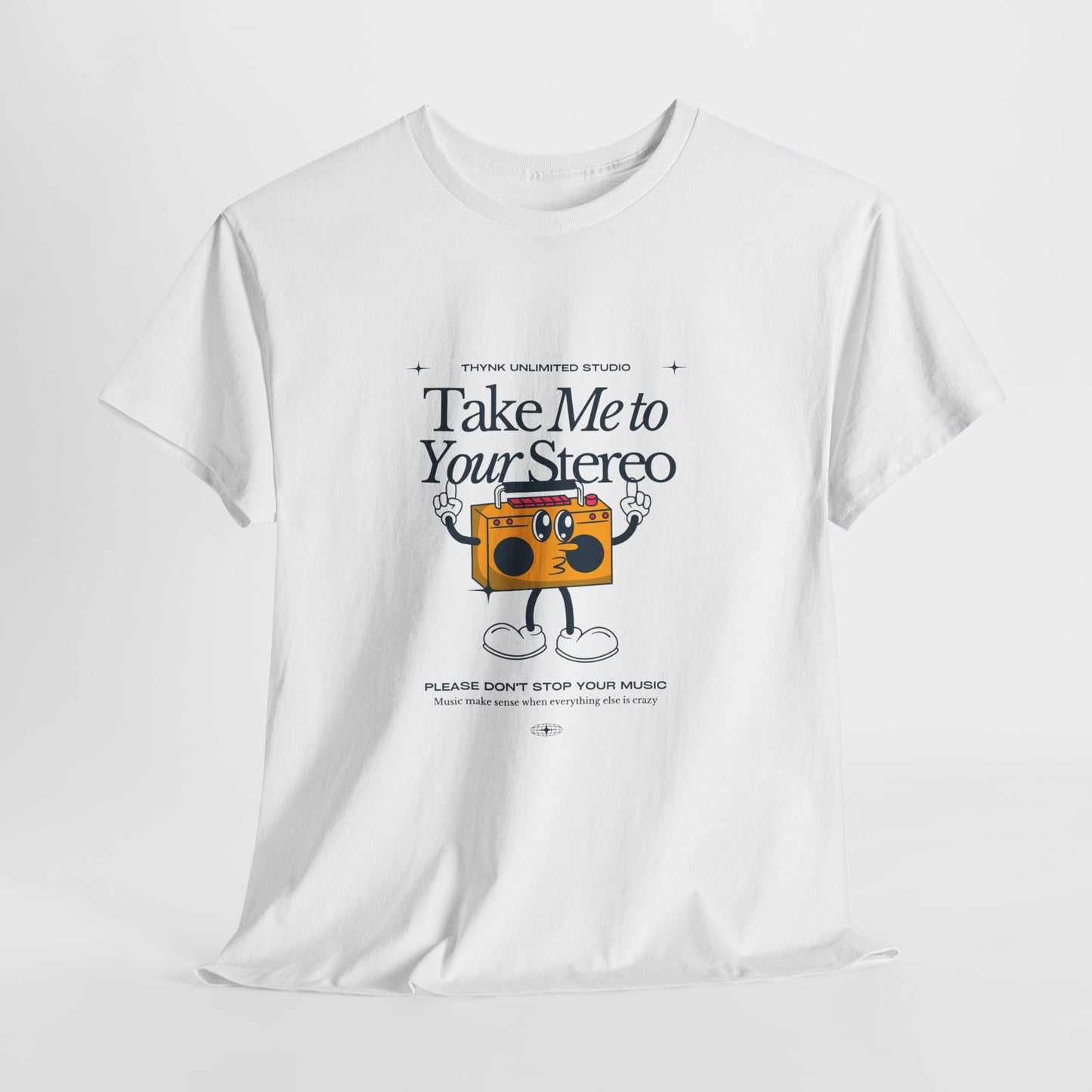 Retro Music Lover Tee - Take Me To Your Stereo, Vintage Style Shirt, Graphic T-Shirt, Unisex Cotton Top, Perfect Gift for Musicians, Summer Outfit