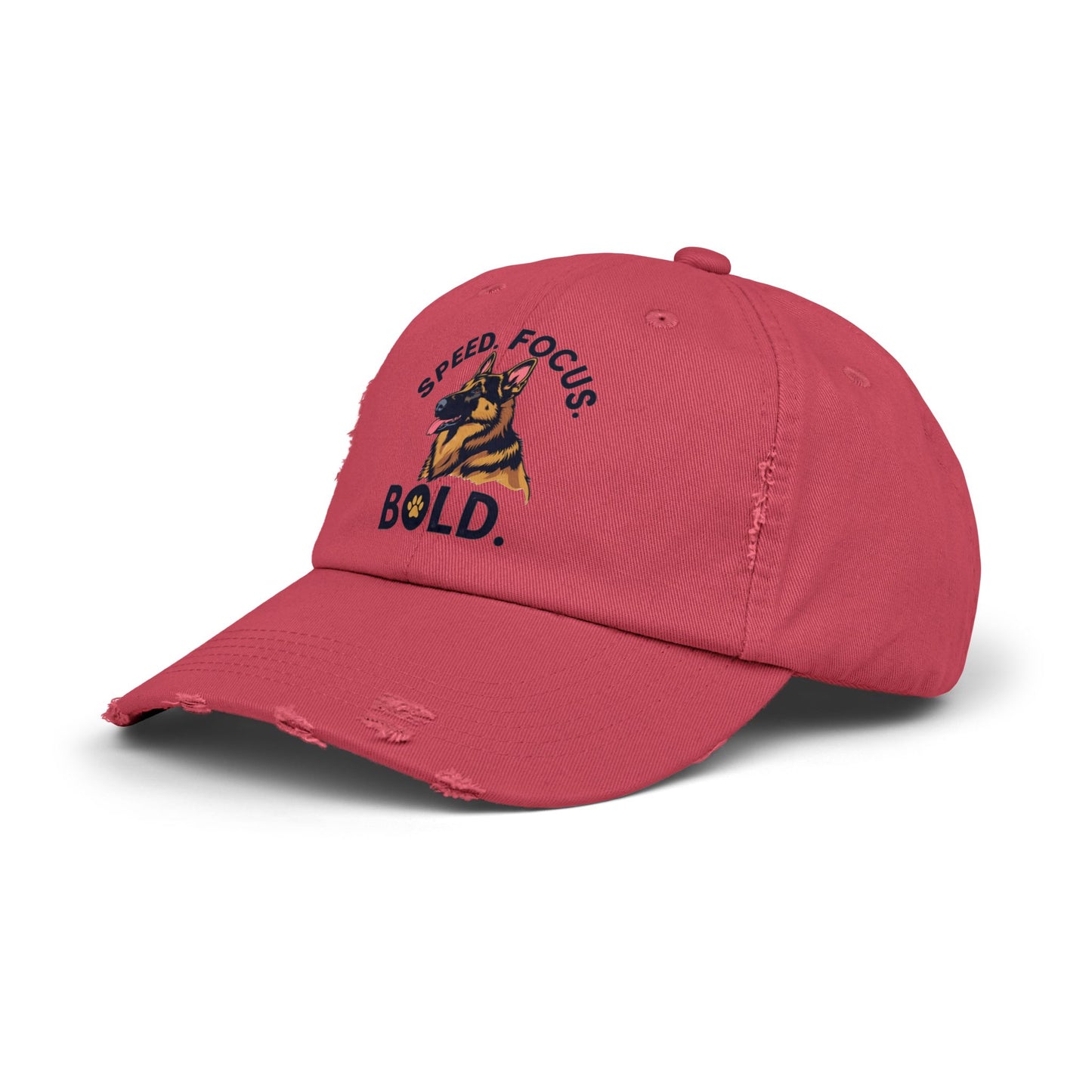 Speed Focus Bold German Shepherd Agility Distressed Hat, Dog Lover Gift, Casual Fashion Accessory, Summer Style, Outdoor Fun