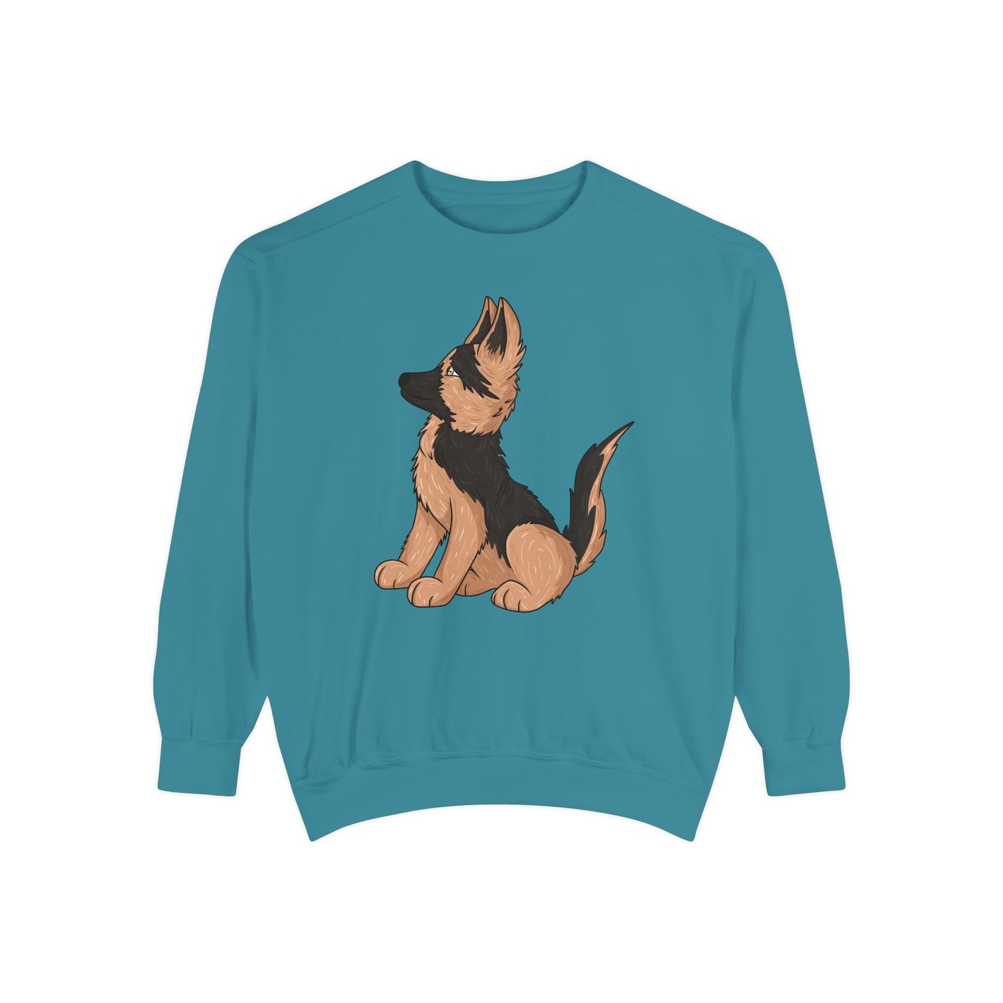 Unisex Dog Lover Sweatshirt With a Graphic of Cute German Shepherd Puppy Looking Upward