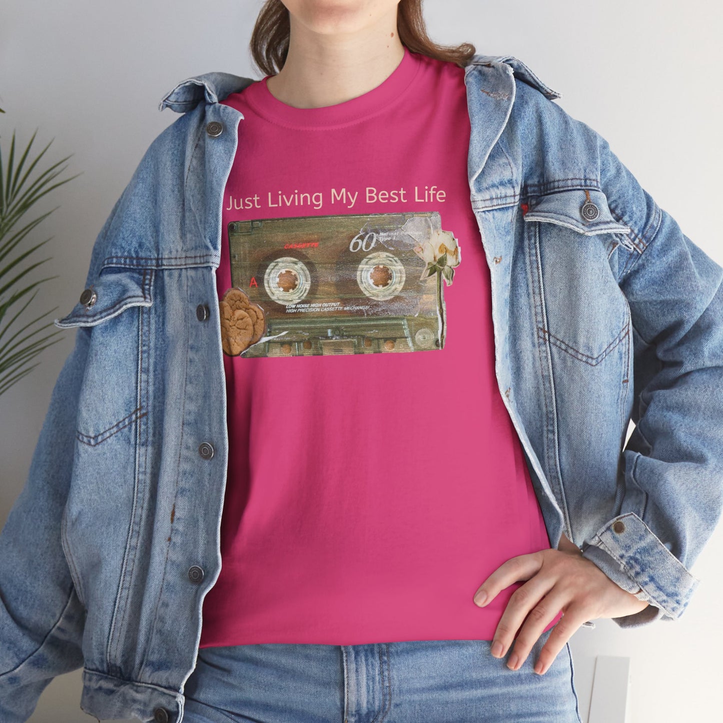 Just Living My Best Life Tee, Vintage Cassette T-Shirt, Casual Wear, Gift for Friends, Music Lover's Apparel