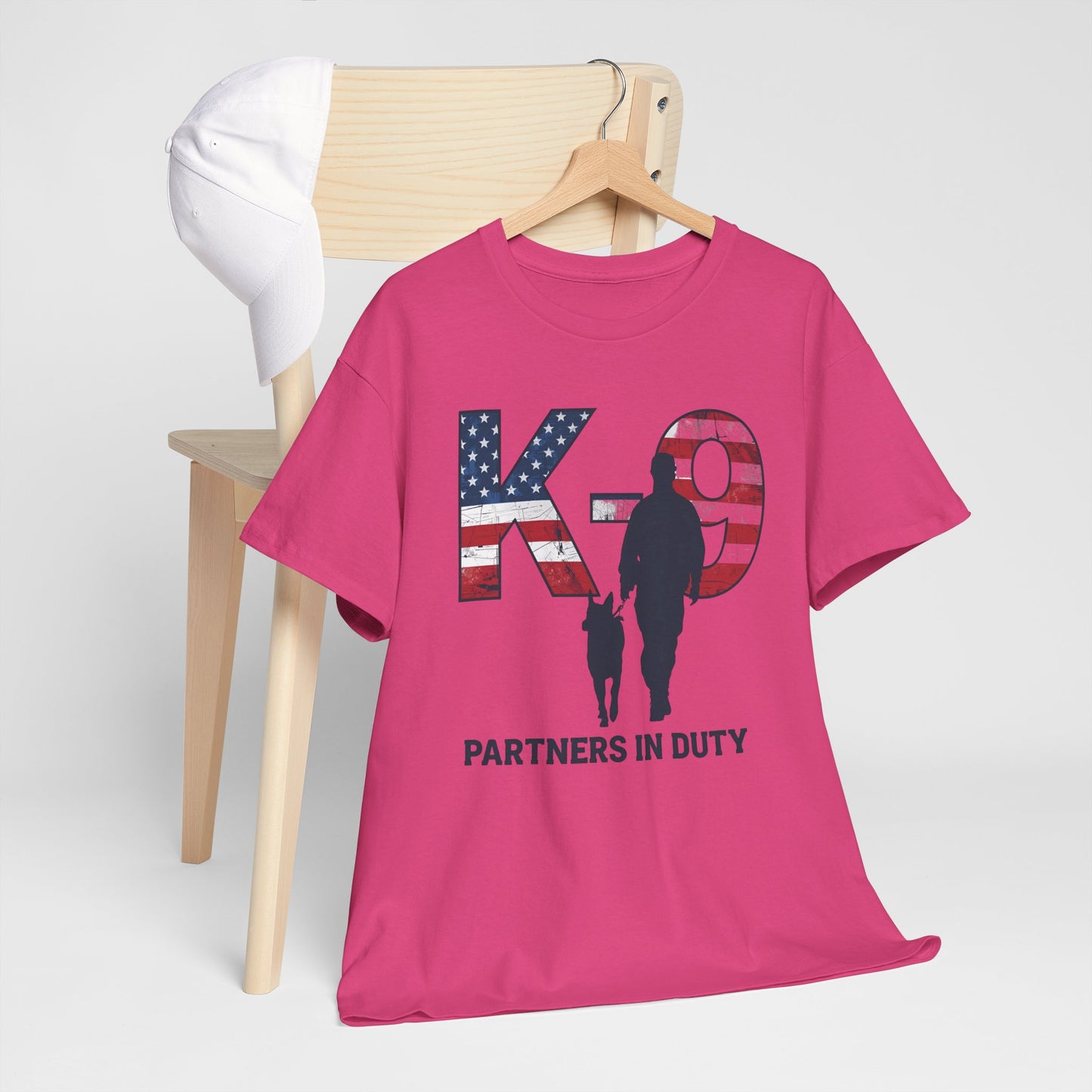 Patriotic K-9 T-Shirt - Partners in Duty Tee | Unisex Heavy Cotton Tee for Dog Lovers, Military Support, Gifts for Dog Handlers