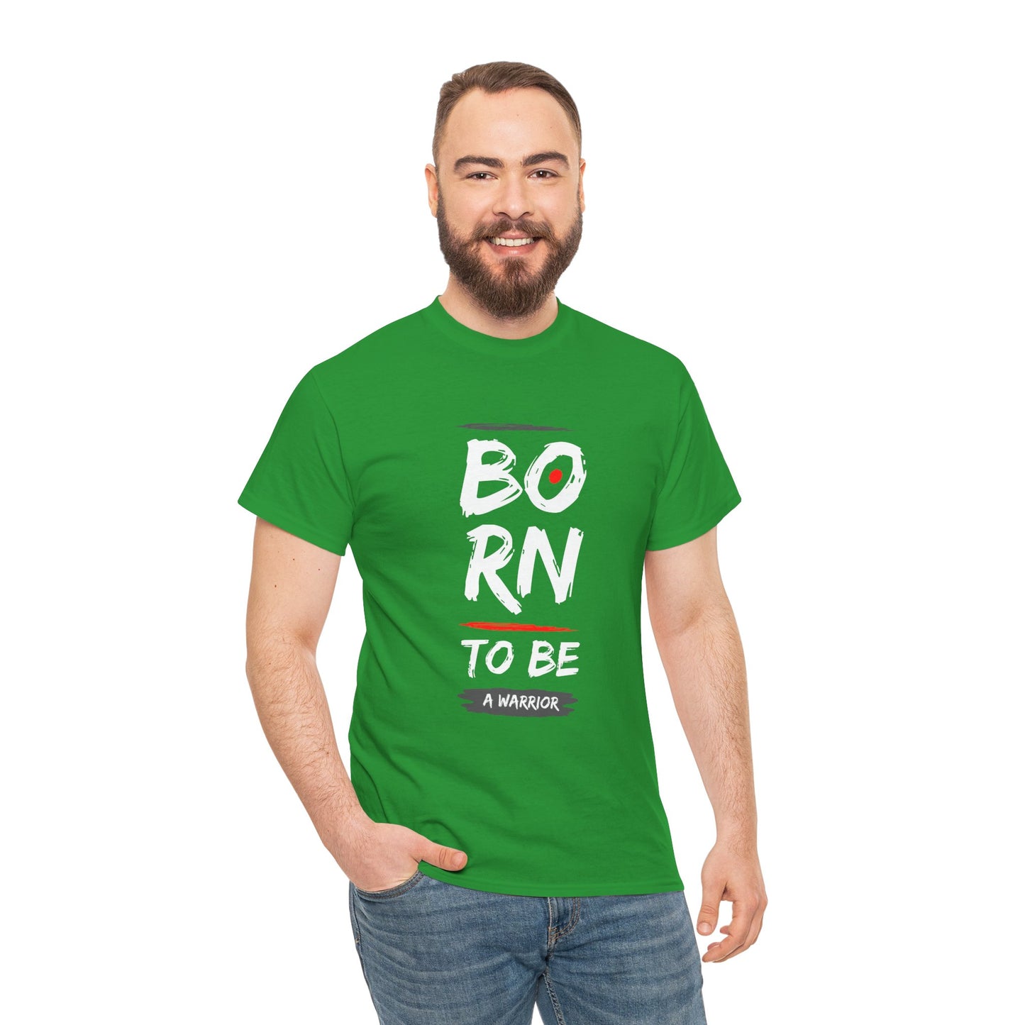Born to Be a Warrior Unisex Heavy Cotton Tee, Inspirational Shirt for Veterans, Motivational Gift, Fitness Apparel, Casual Wear