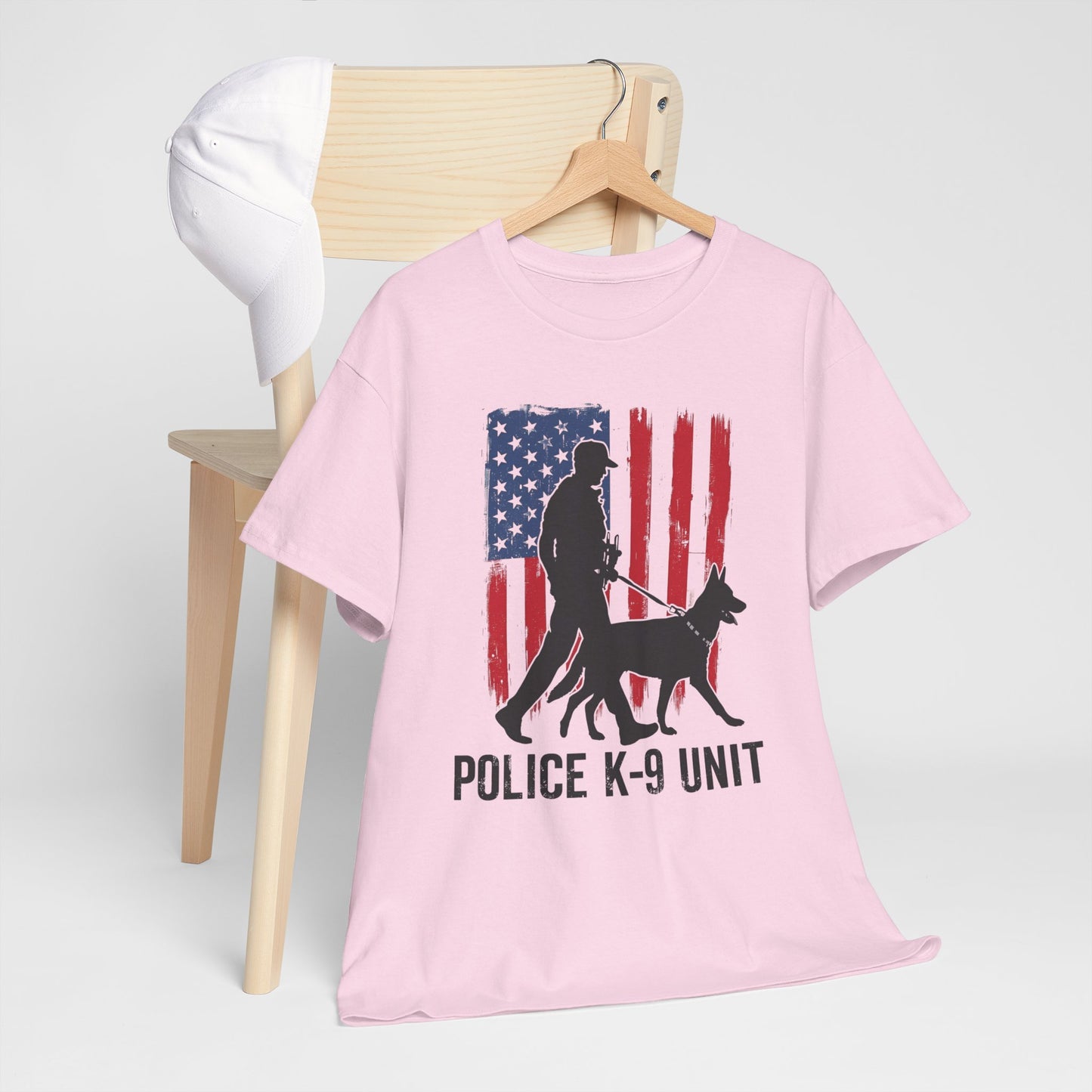 Patriotic Police K-9 Unit Heavy Cotton Tee, Unisex Cotton Shirt for Dog Lovers, Law Enforcement Apparel, Gifts for Police Officers