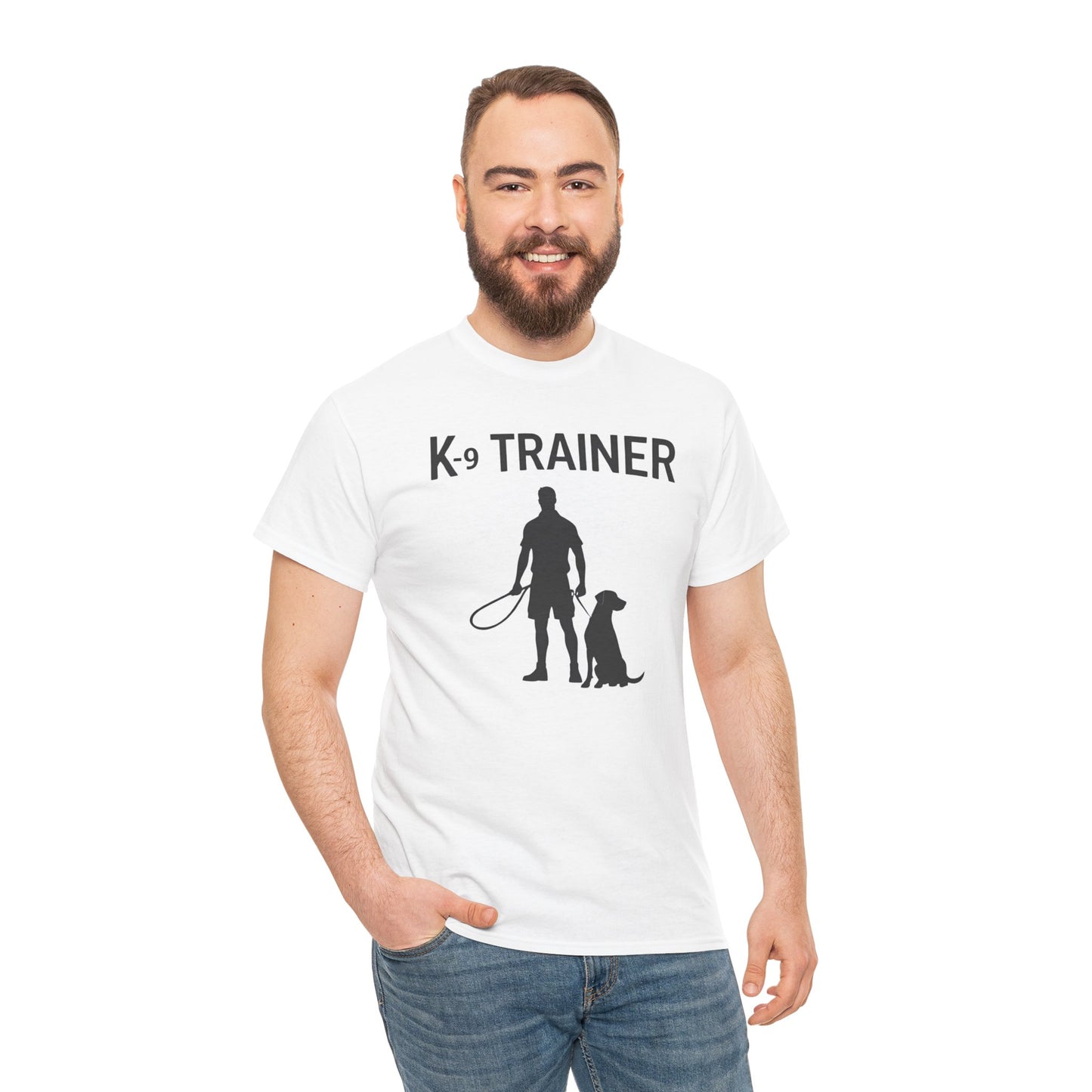 K-9 Trainer Heavy Cotton T-Shirt, Dog Owner Gift, Police Dog Shirt, Animal Enthusiast Apparel, Casual Style Tee