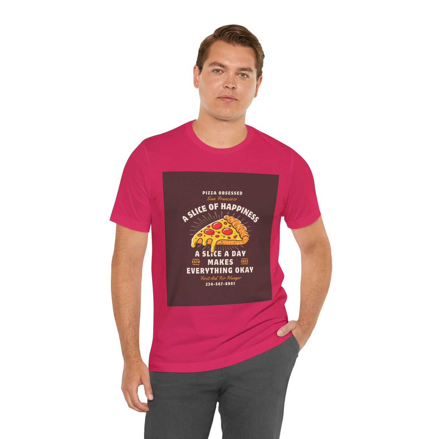 Pizza Lover's Happiness Tee, Fun Unisex T-Shirt, Casual Wear, Gift for Foodies, Pizza Party Attire, Comfortable Daily Shirt