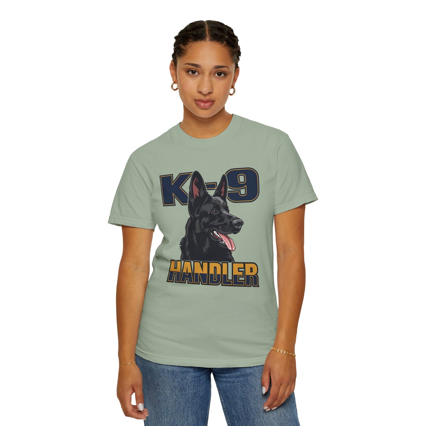 Black German Shepherd K-9 Handler T-Shirt, Garment-Dyed Unisex Tee for Dog Lovers