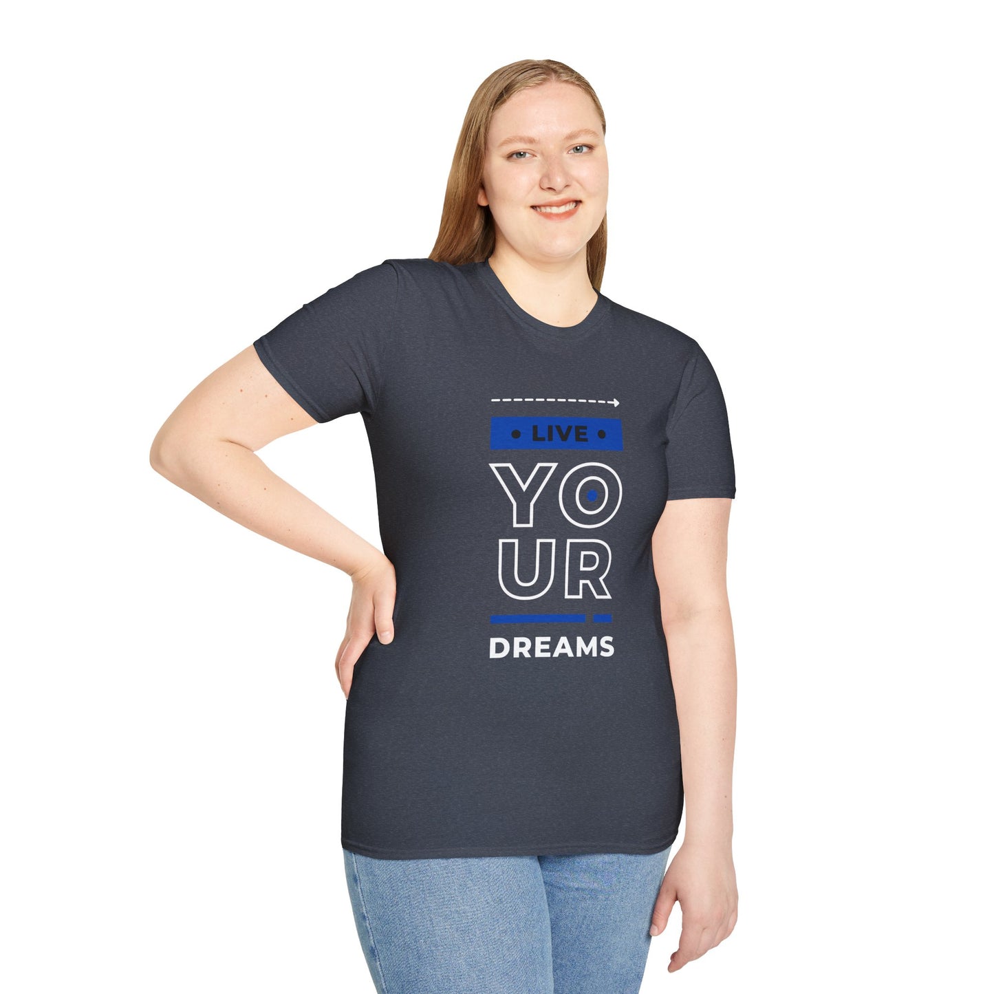 Live Your Dreams Unisex Softstyle T-Shirt, Inspirational Tee, Motivational Gift, Casual Wear, Daily Reminder, Empowerment Top
