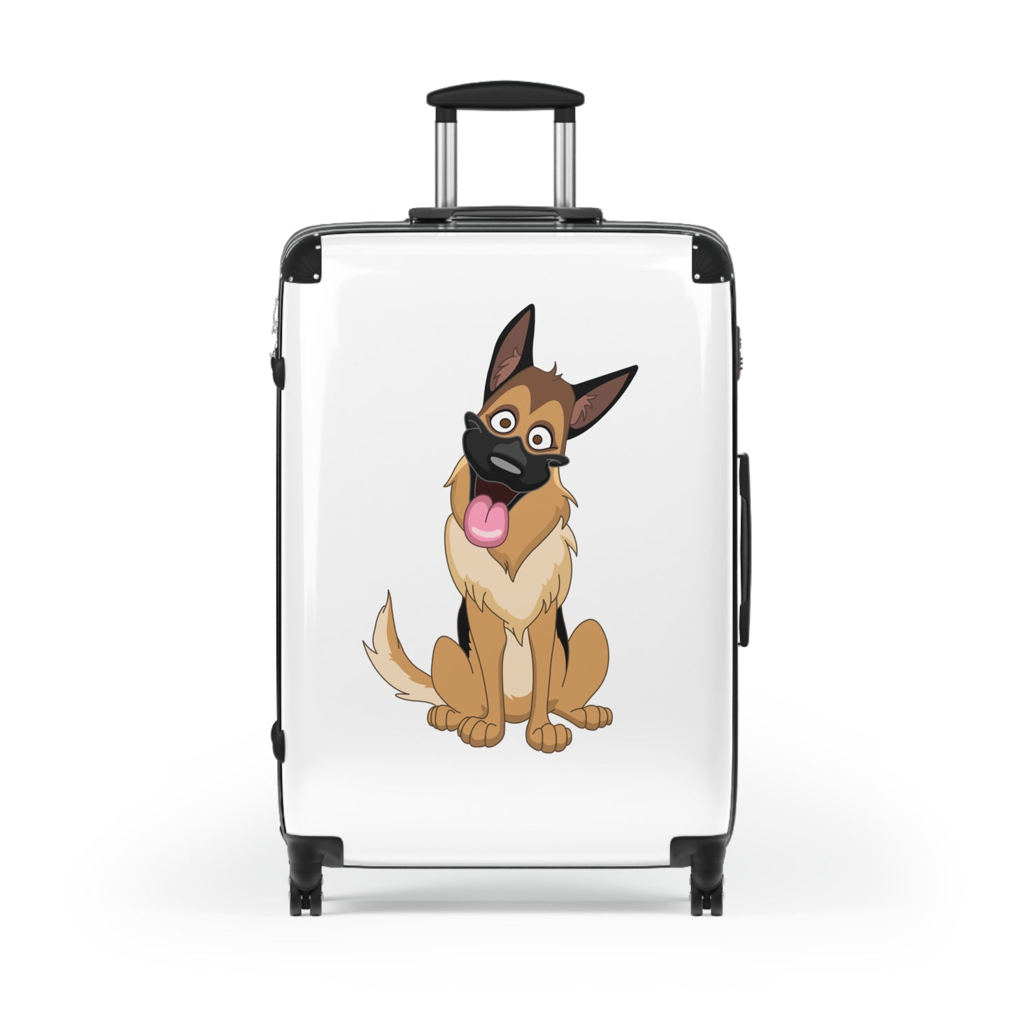 Funny Dog Design Suitcase - Cartoon of German Shepherd Sloppily Sitting