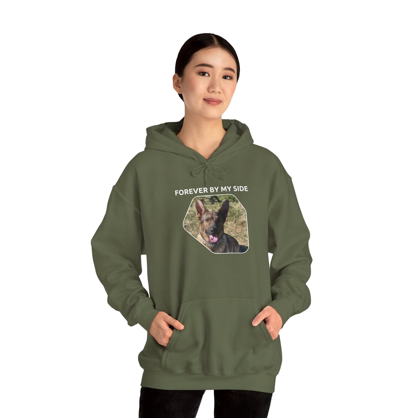 Unisex Dog Lover Hoodie With a Sable German Shepherd and Caption Forever By My Side