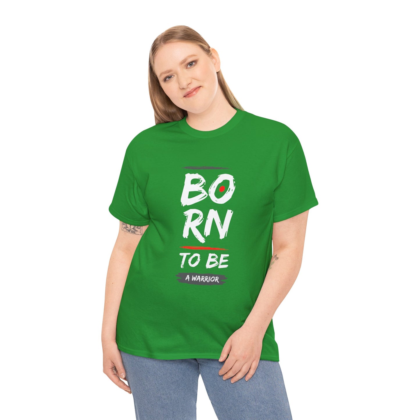 Born to Be a Warrior Unisex Heavy Cotton Tee, Inspirational Shirt for Veterans, Motivational Gift, Fitness Apparel, Casual Wear