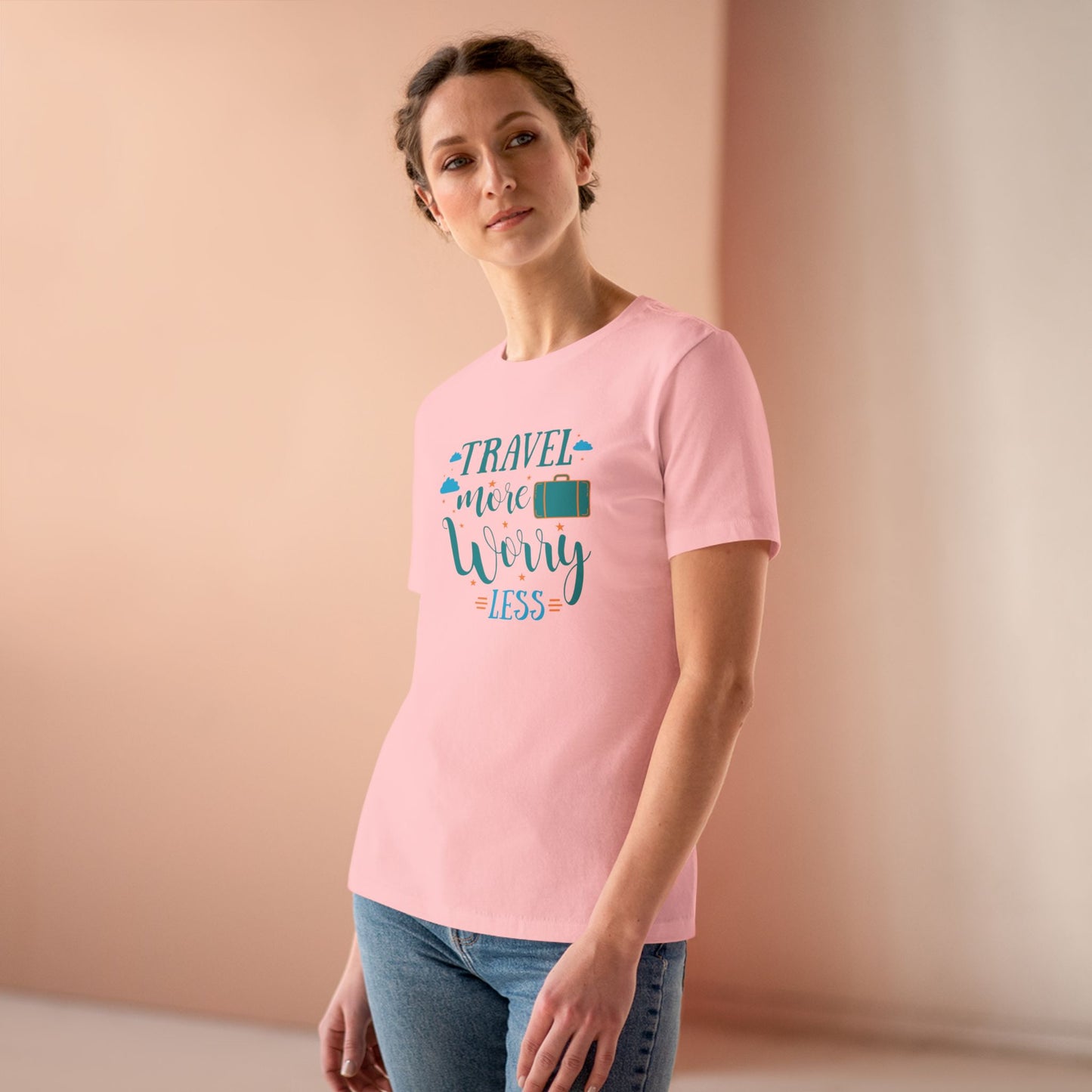 Travel More Worry Less Women's Cotton Tee, Travel Shirt, Vacation Top, Adventure Tee, Gift for Travelers
