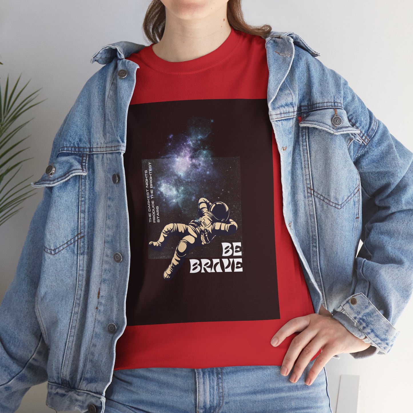 Be Brave Tee, Inspirational T-Shirt, Unisex Cotton Top, Space Graphic Shirt, Motivational Gift, Everyday Wear