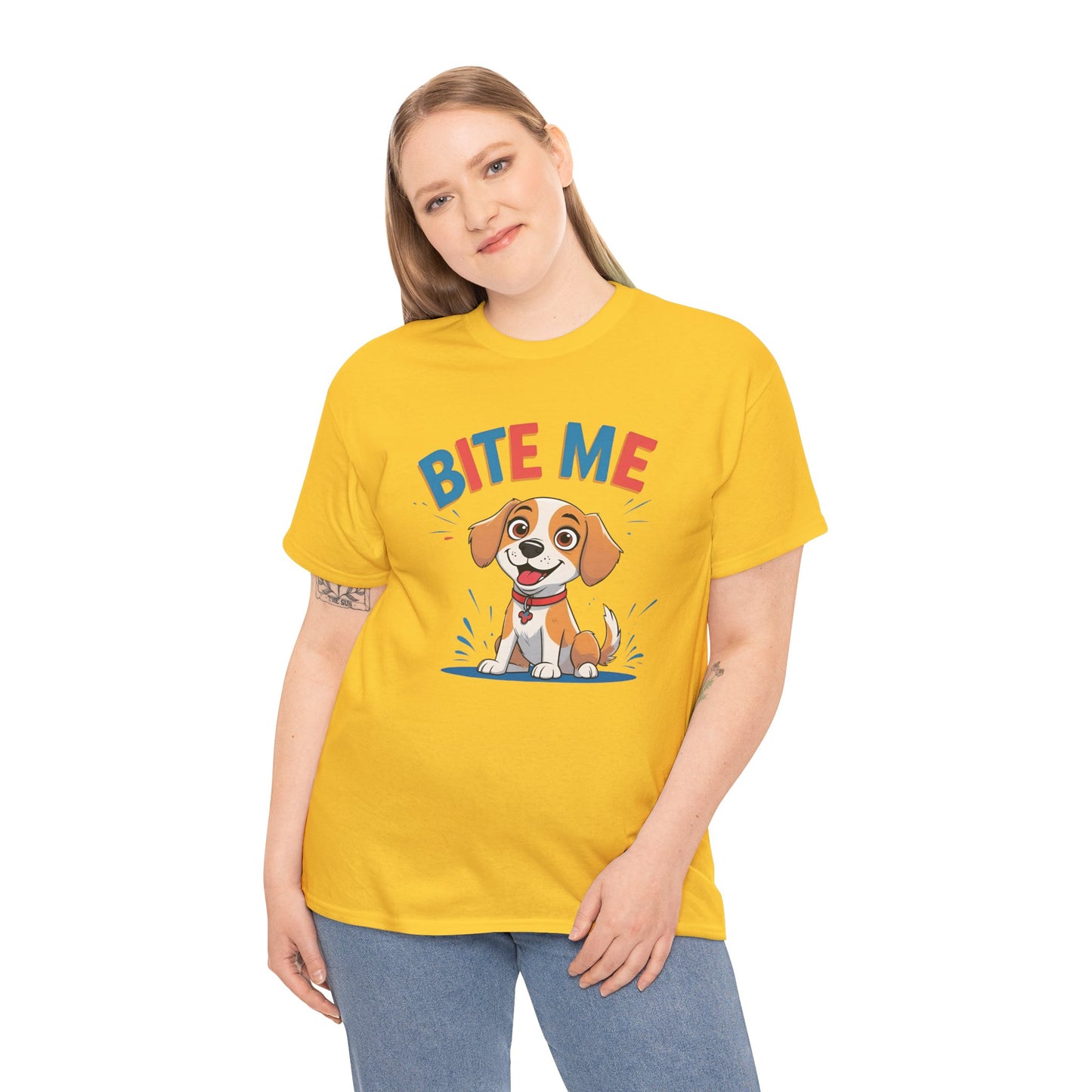 Playful Dog Lover Tee, Bite Me Unisex Cotton T-Shirt for Dog Trainers, Funny Gift for Dog Lovers, Cute Dog Apparel