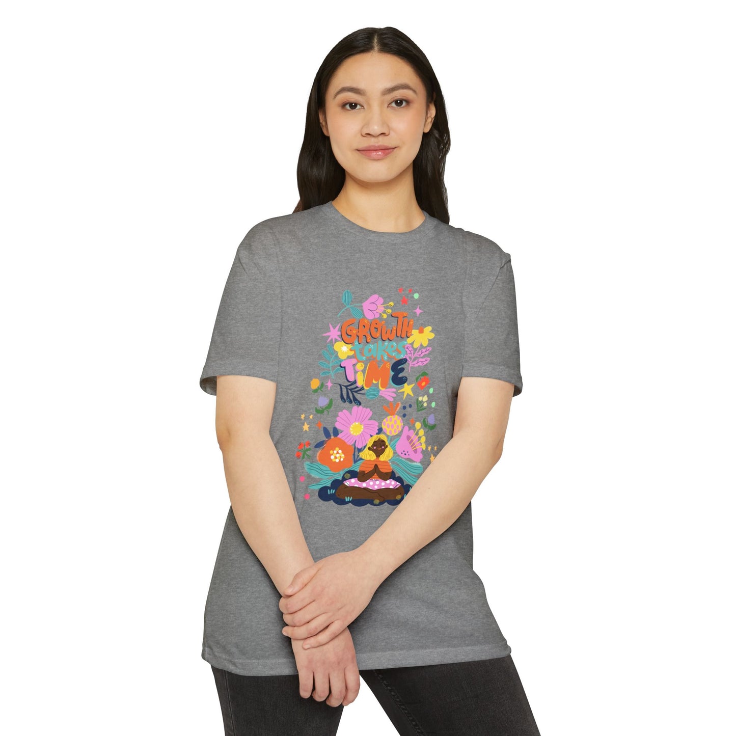 Growth Takes Time Floral Unisex T-Shirt, Spring Tee, Inspirational T-Shirt, Casual Wear, Unique Gift Idea