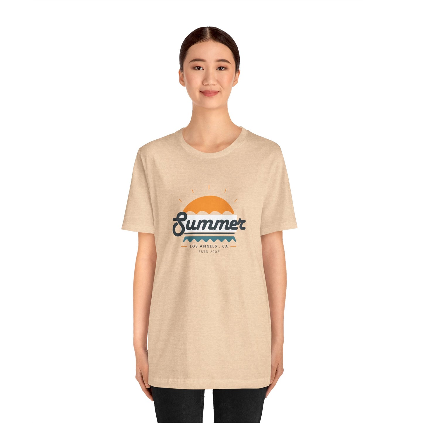 Summer Vibes Unisex Jersey Short Sleeve Tee, Beach Shirt, Casual Summer Wear, Gift for Friends, Coastal Adventure Top, LA Style Tee