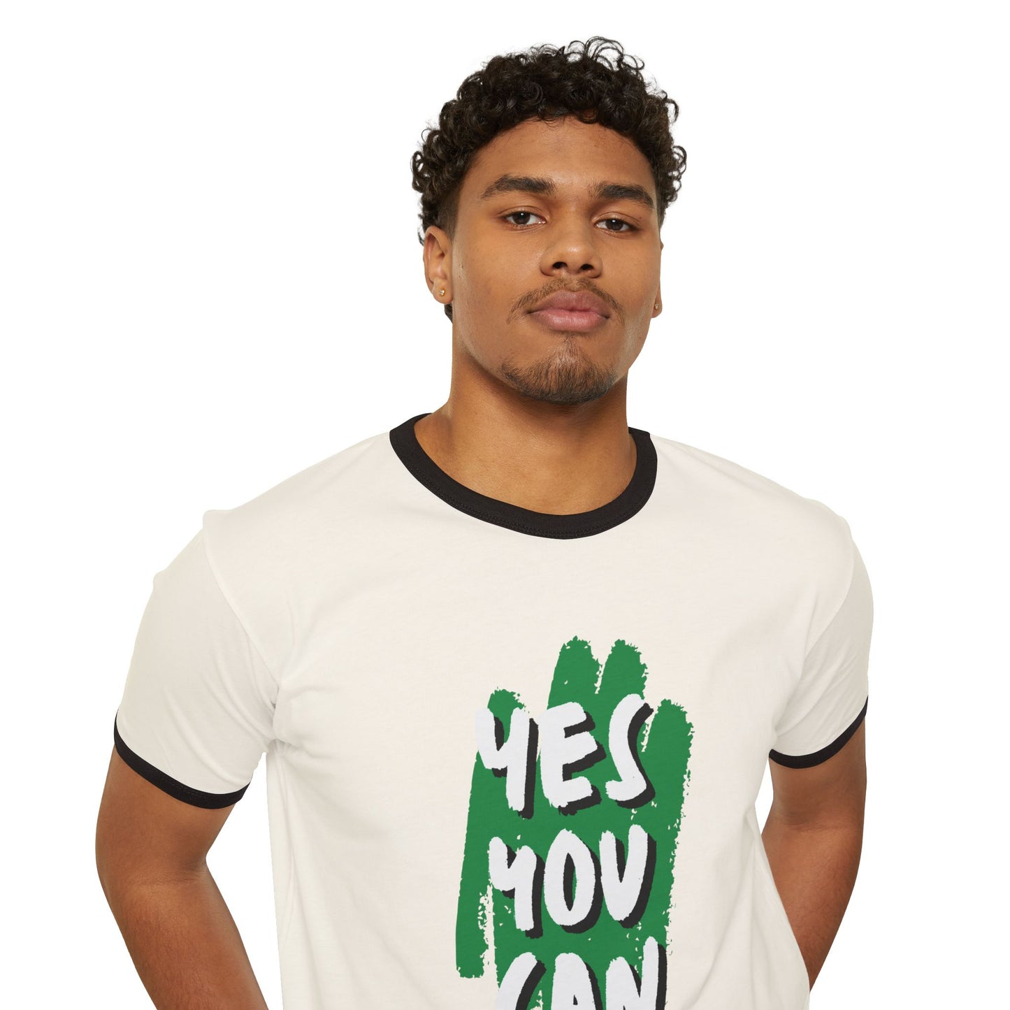 Yes You Can Unisex Cotton Ringer T-Shirt, Motivational Tee, Casual Wear, Gift for Friends, Positive Vibes, Everyday Comfort