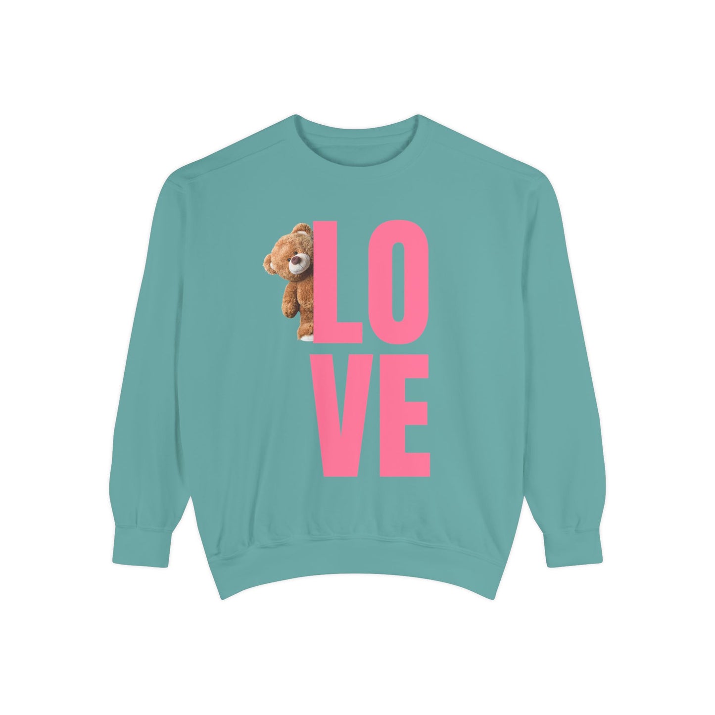 Unisex Valentine's Day Sweatshirt With Cute Brown Behind the Letter L