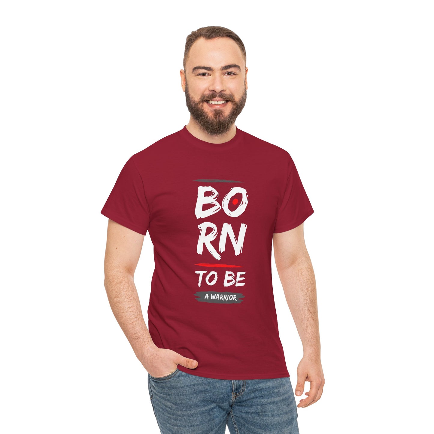 Born to Be a Warrior Unisex Heavy Cotton Tee, Inspirational Shirt for Veterans, Motivational Gift, Fitness Apparel, Casual Wear
