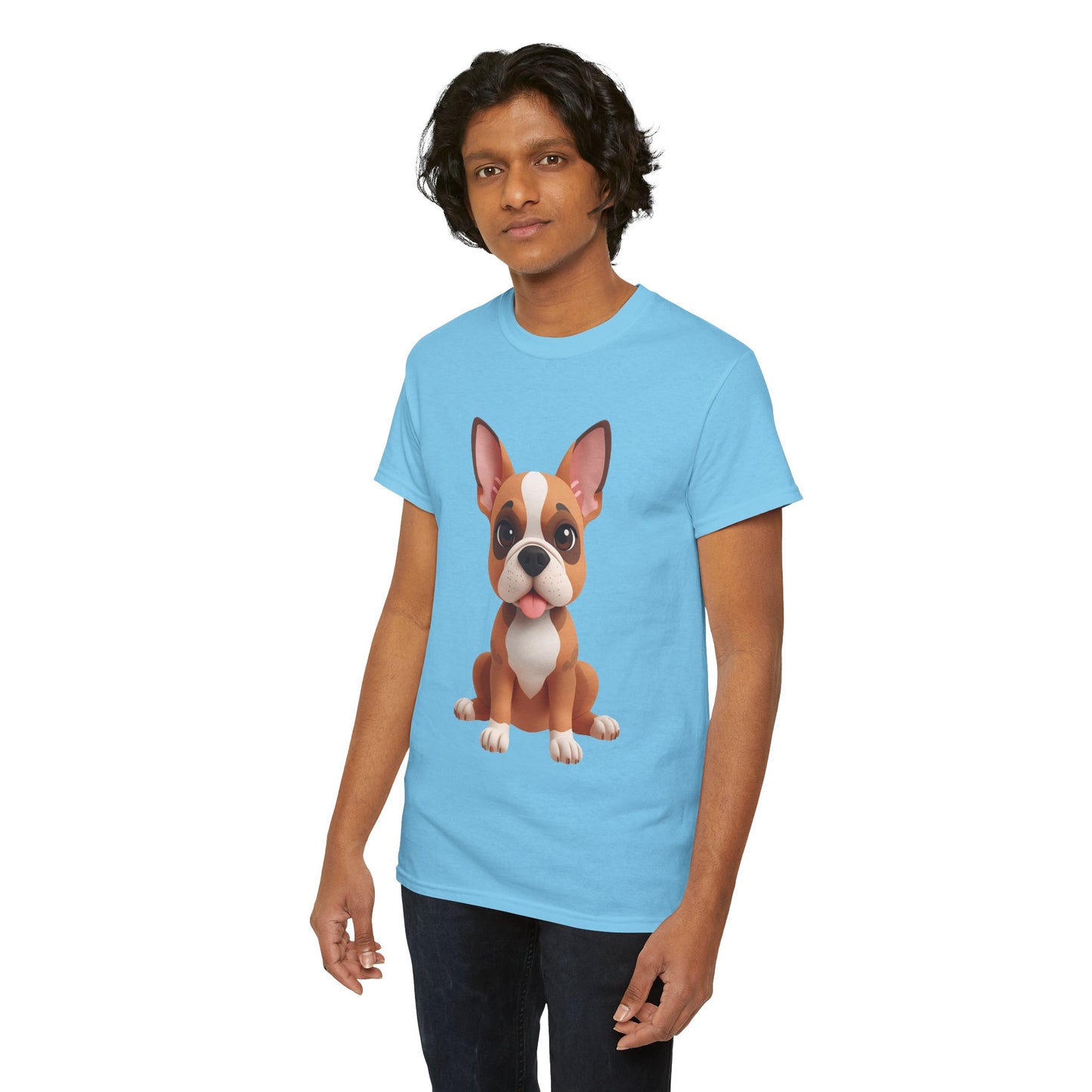 Cute 3D French Bulldog T-Shirt Unisex Heavy Cotton Tee, Dog Lover Gift