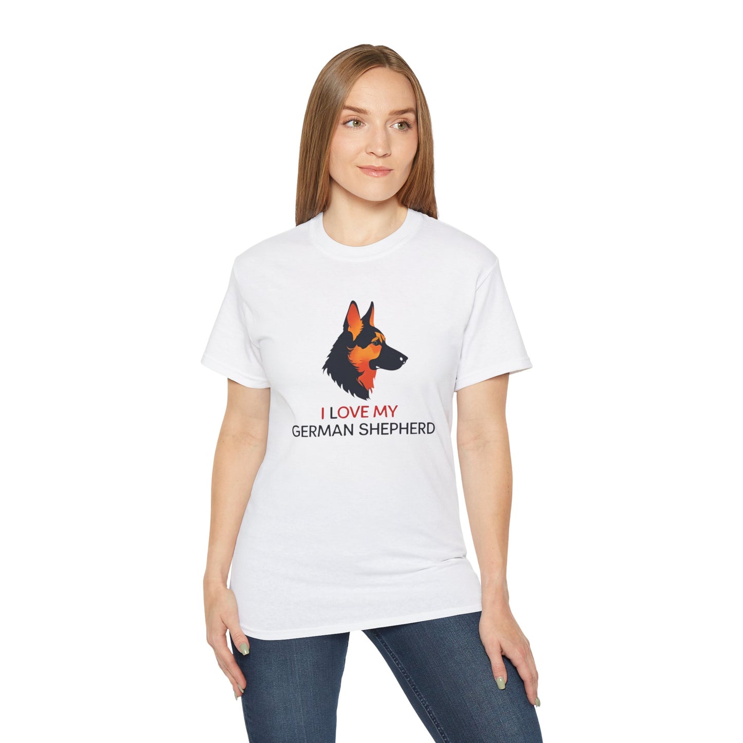 German Shepherd Lovers Unisex Ultra Cotton Tee - "I Love My German Shepherd", Dog Owner Gift, Canine Apparel, Pet Lover T-Shirt