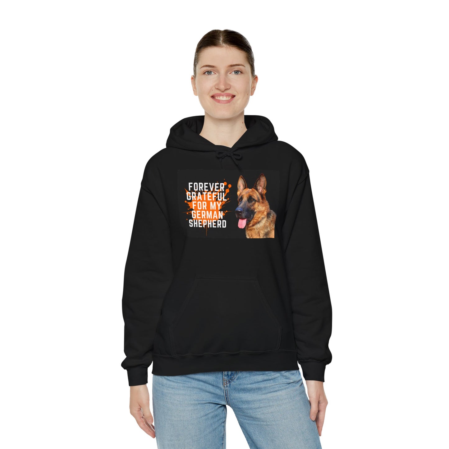 Unisex Dog Lover Hoodie With a German Shepherd and Quote Forever Grateful for My German Shepherd