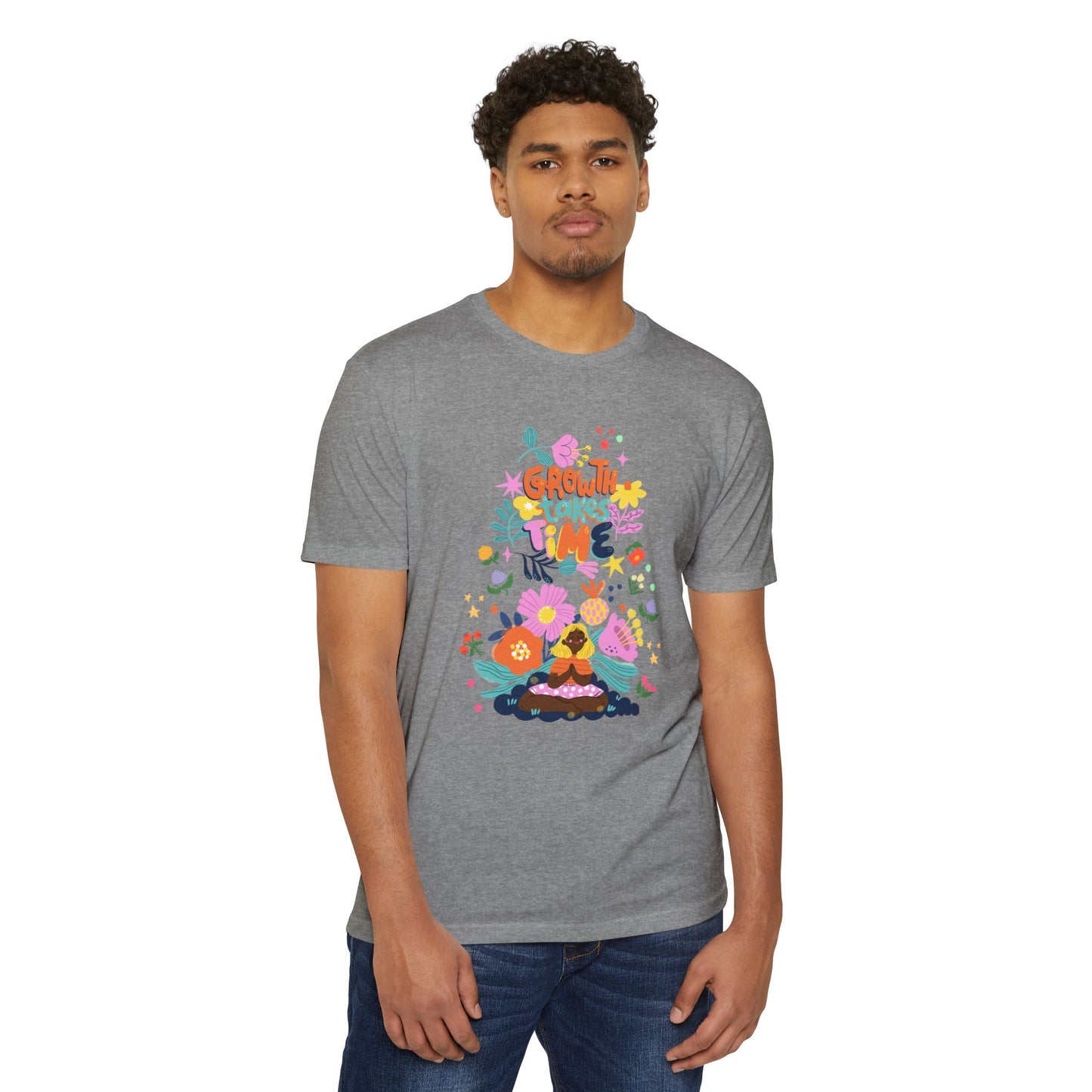 Growth Takes Time Floral Unisex T-Shirt, Spring Tee, Inspirational T-Shirt, Casual Wear, Unique Gift Idea