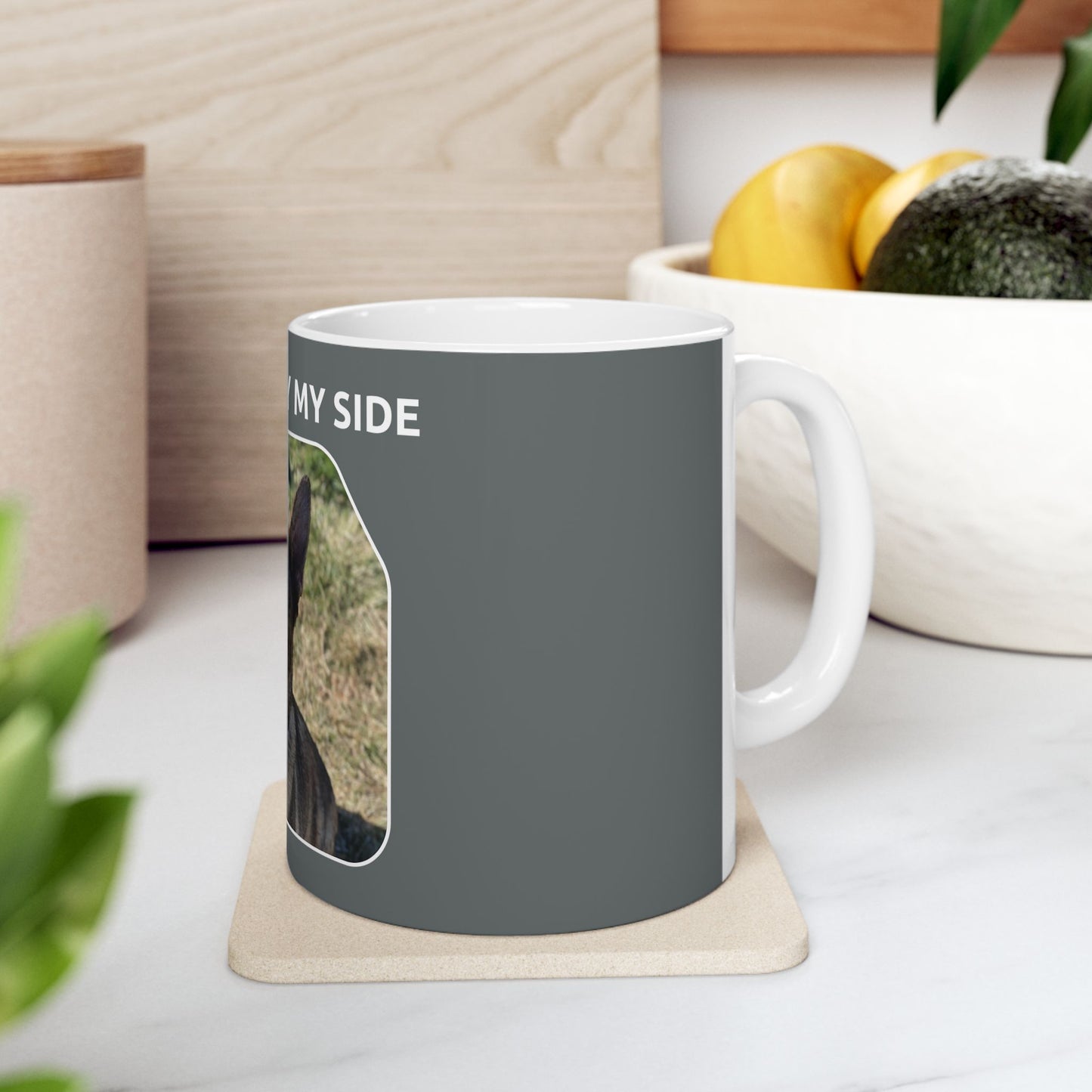 Ceramic Dog Lover Mug With a Sable German Shepherd and Caption Forever By My Side